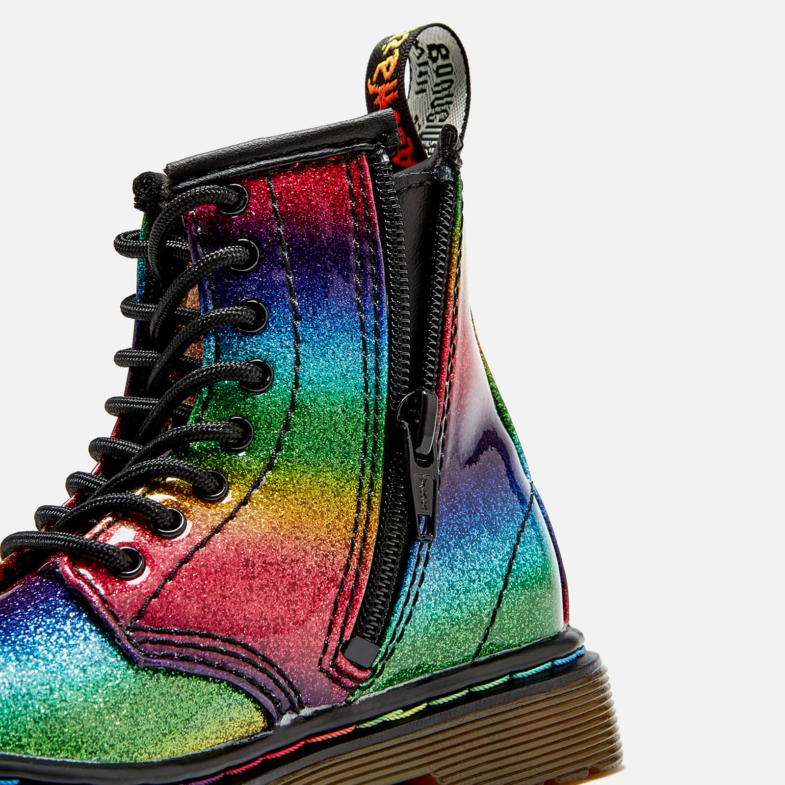 Dr. Martens Toddler s 1460 Ombre Glitter Patent 8 Eye Boots Rainbow Allsole