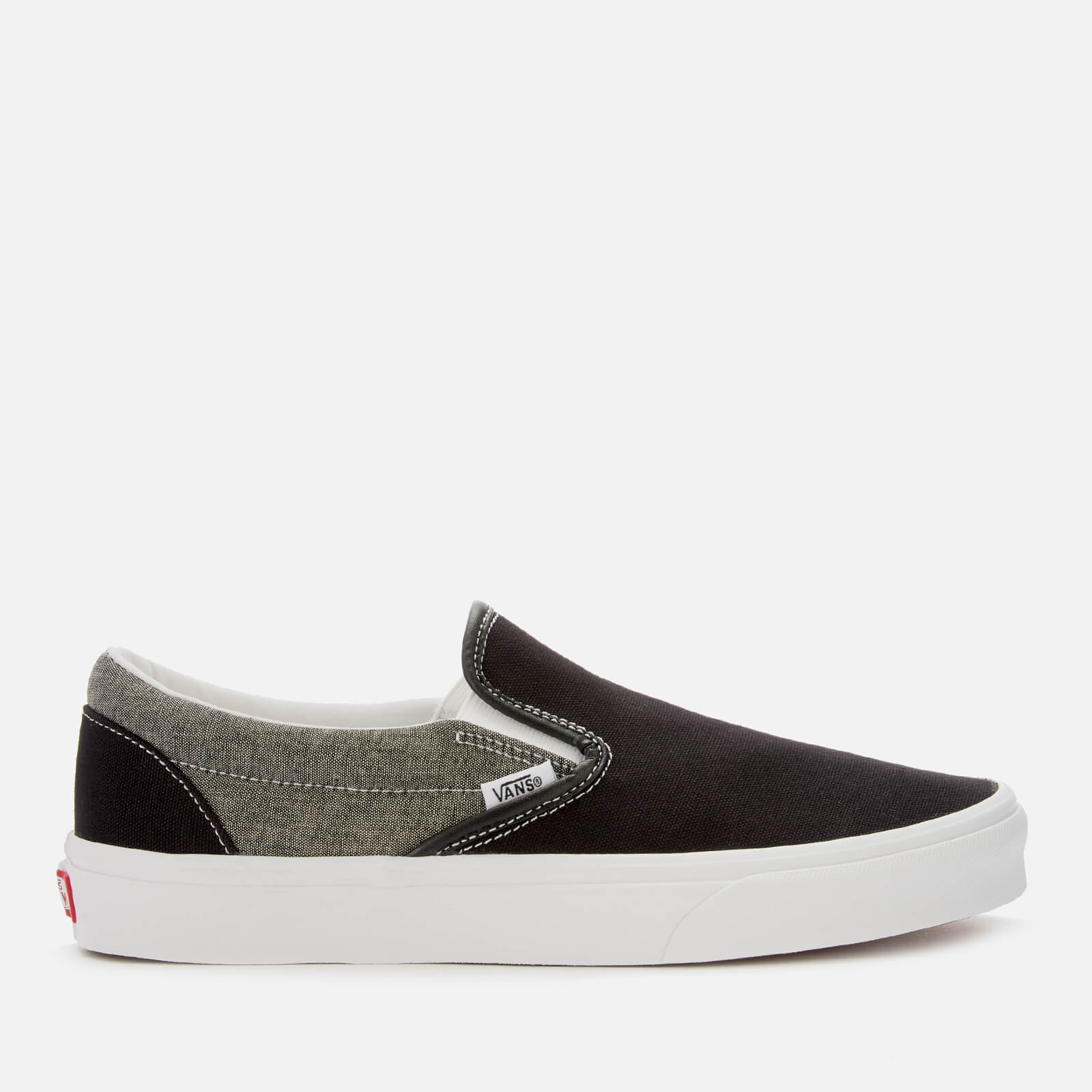 Vans Men s Chambray Slip On Trainers Canvas Black True White Allsole