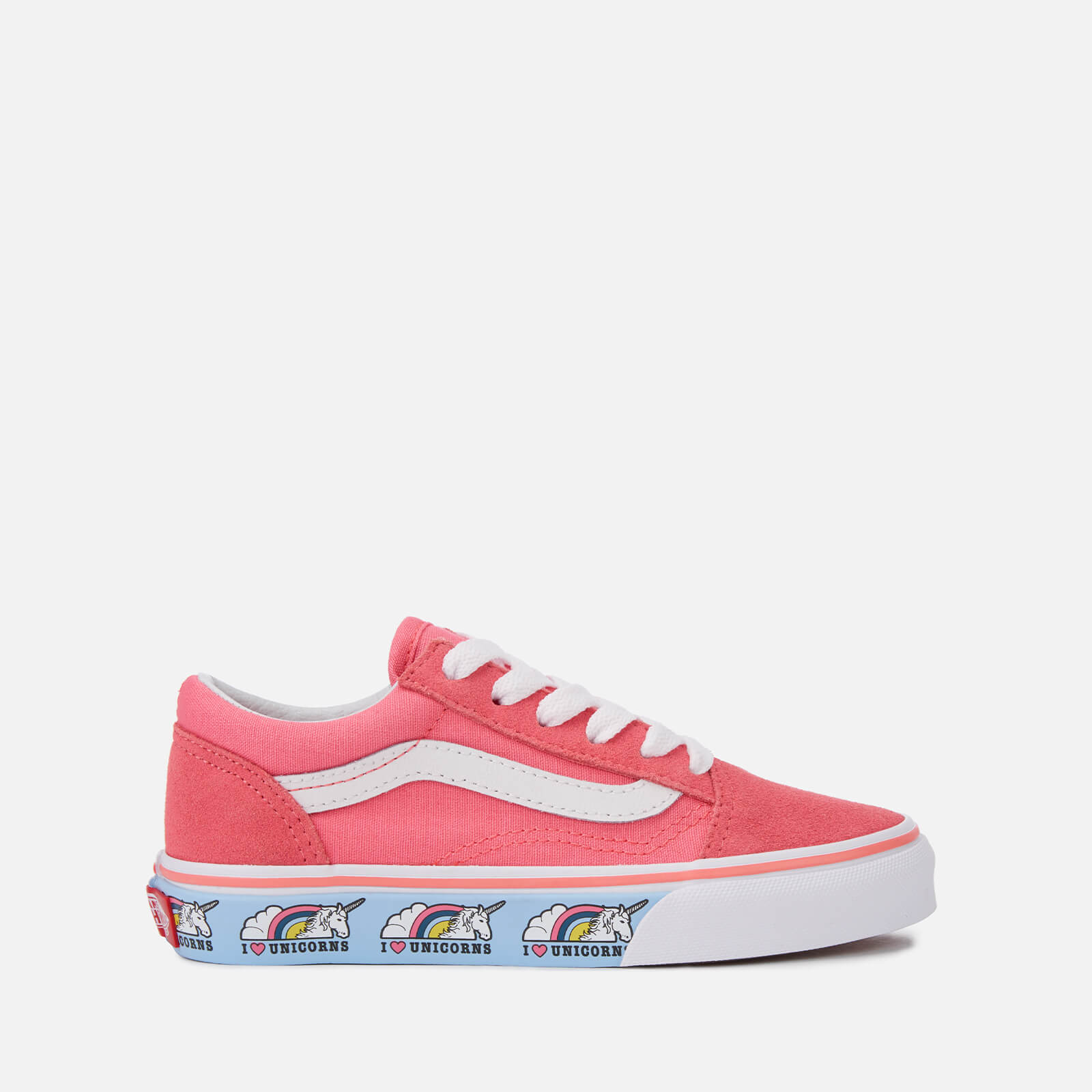 Vans Kids Unicorn Old Skool Trainers Strawberry Pink True White Allsole