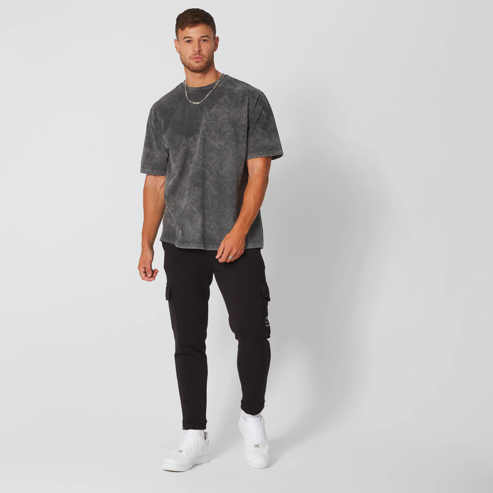 男性用、ウォッシュド オーバーヘッド Tシャツ - グレーの通販