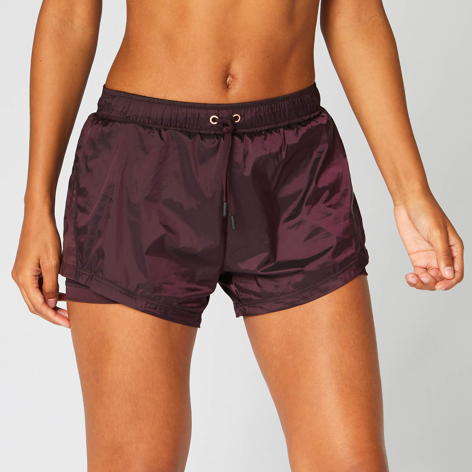 Metallic Double-Layer Shorts — Malbec