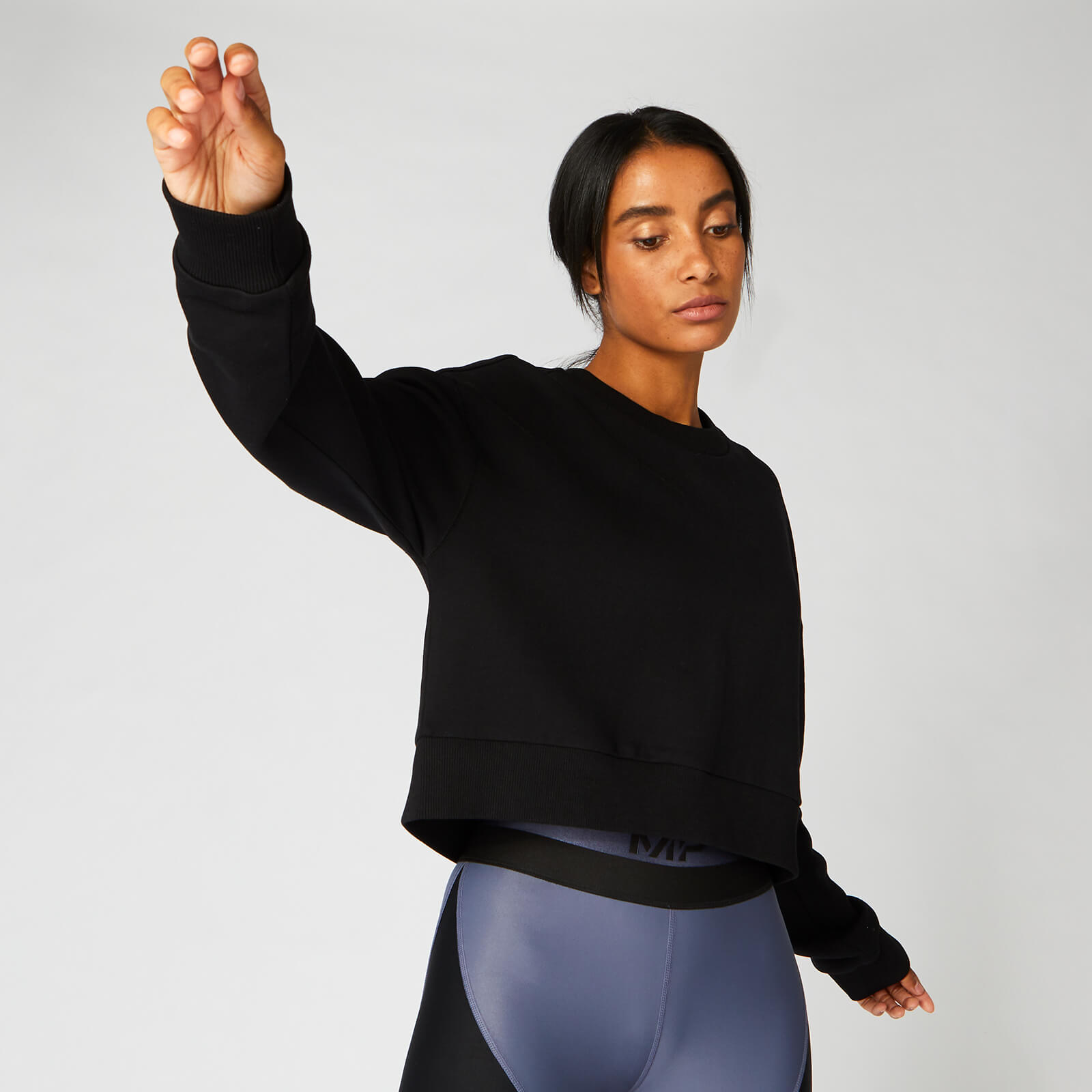 MP Women's Metallic Cropped Sweater - Black - XS