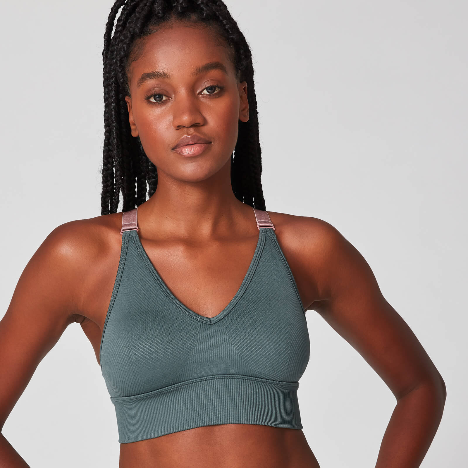 MP Luxe Ribbed Seamless Sports Bra - Castle Rock - XS