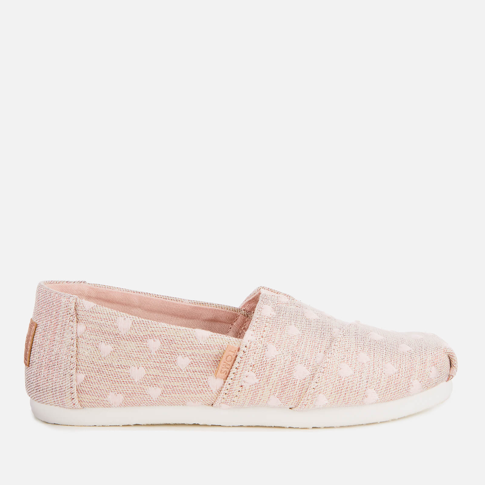 TOMS Kids Alpargata Vegan Slip On Pumps Rose Gold Hearts Allsole