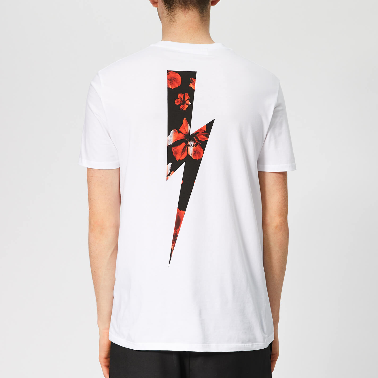Neil Barrett Men's Floral Thunderbolt T-Shirt - White/Red | Coggles
