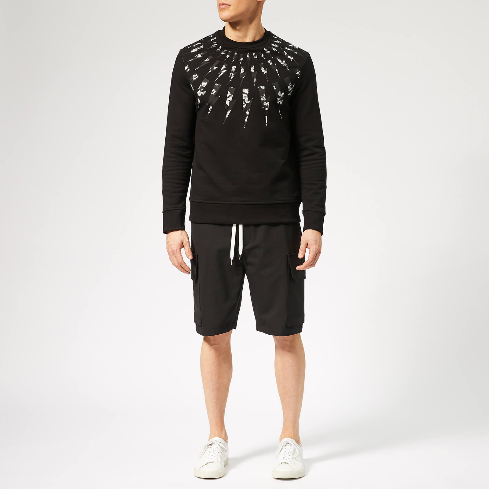 Neil Barrett Men's Fairisle Floral Lightning Bolt Sweatshirt