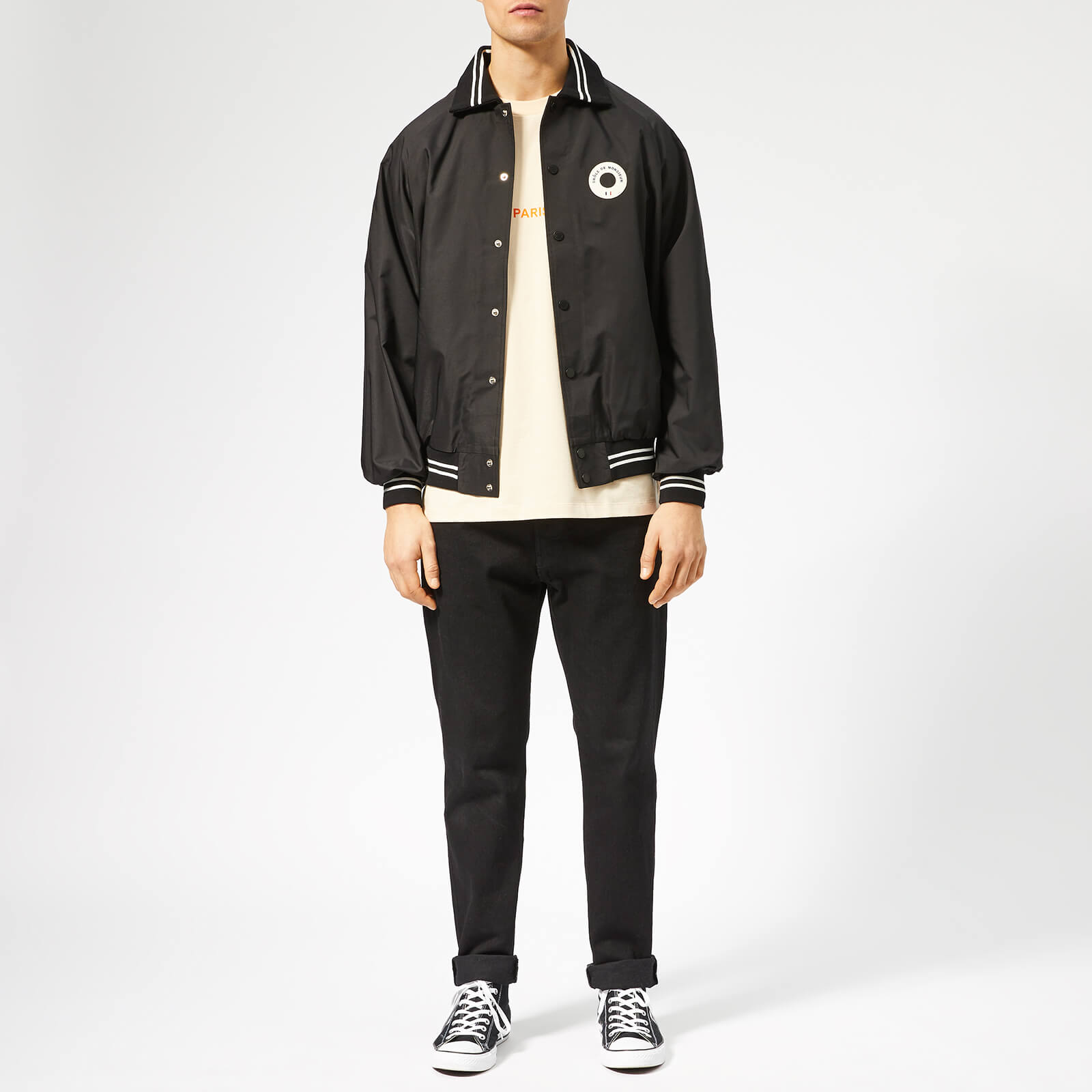 【お買い得！】 Drôle de Monsieur Men's NFPM Varsity Jacket - Black - S ブルゾン