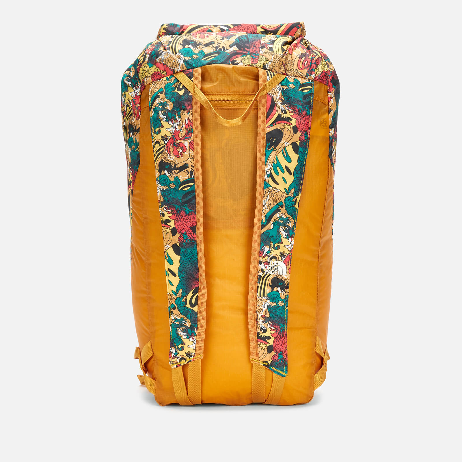 The North Face Flyweight Roll Top Backpack Leopard Yellow Genesis Print Coggles