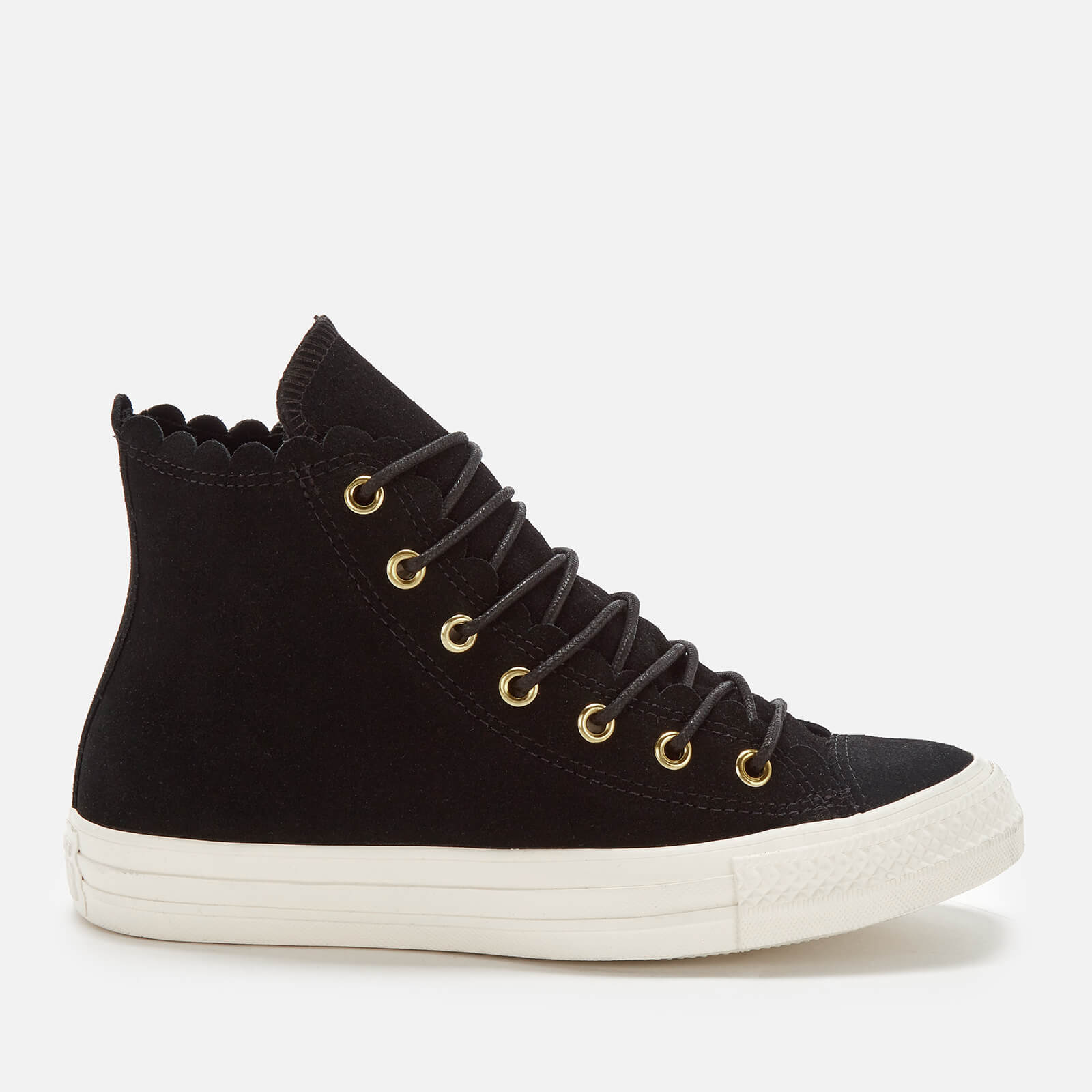 Converse Women s Chuck Taylor All Star Scalloped Edge Hi Top Trainers Black Gold Egret UK 3 Allsole