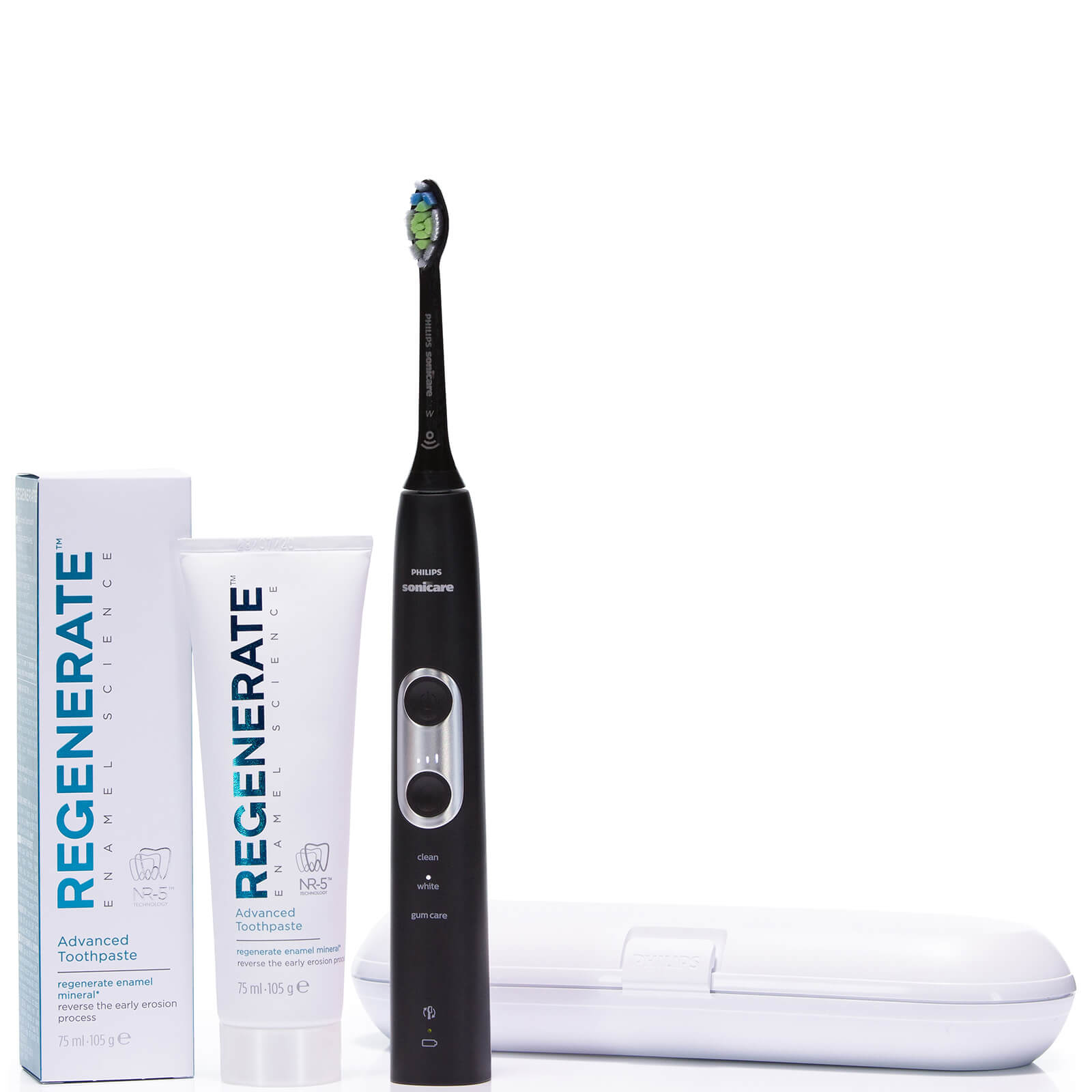 Philips Sonicare Electric Toothbrush and Regenerate Advanced Toothpaste Bundle - Black