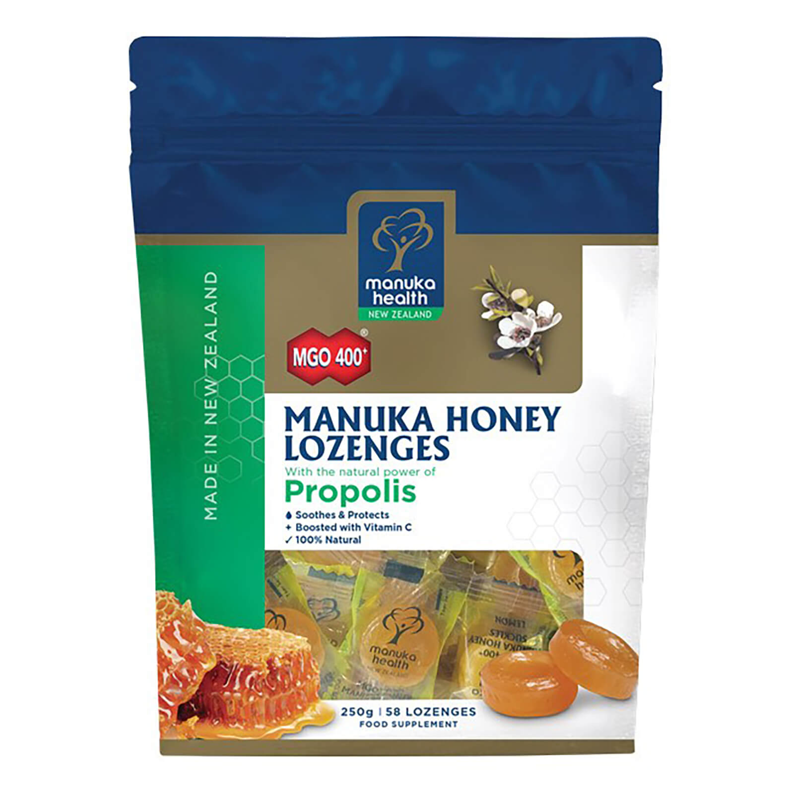 Manuka Health MGO 400+ Manuka Honey Lozenges with Propolis - 58 Lozenges