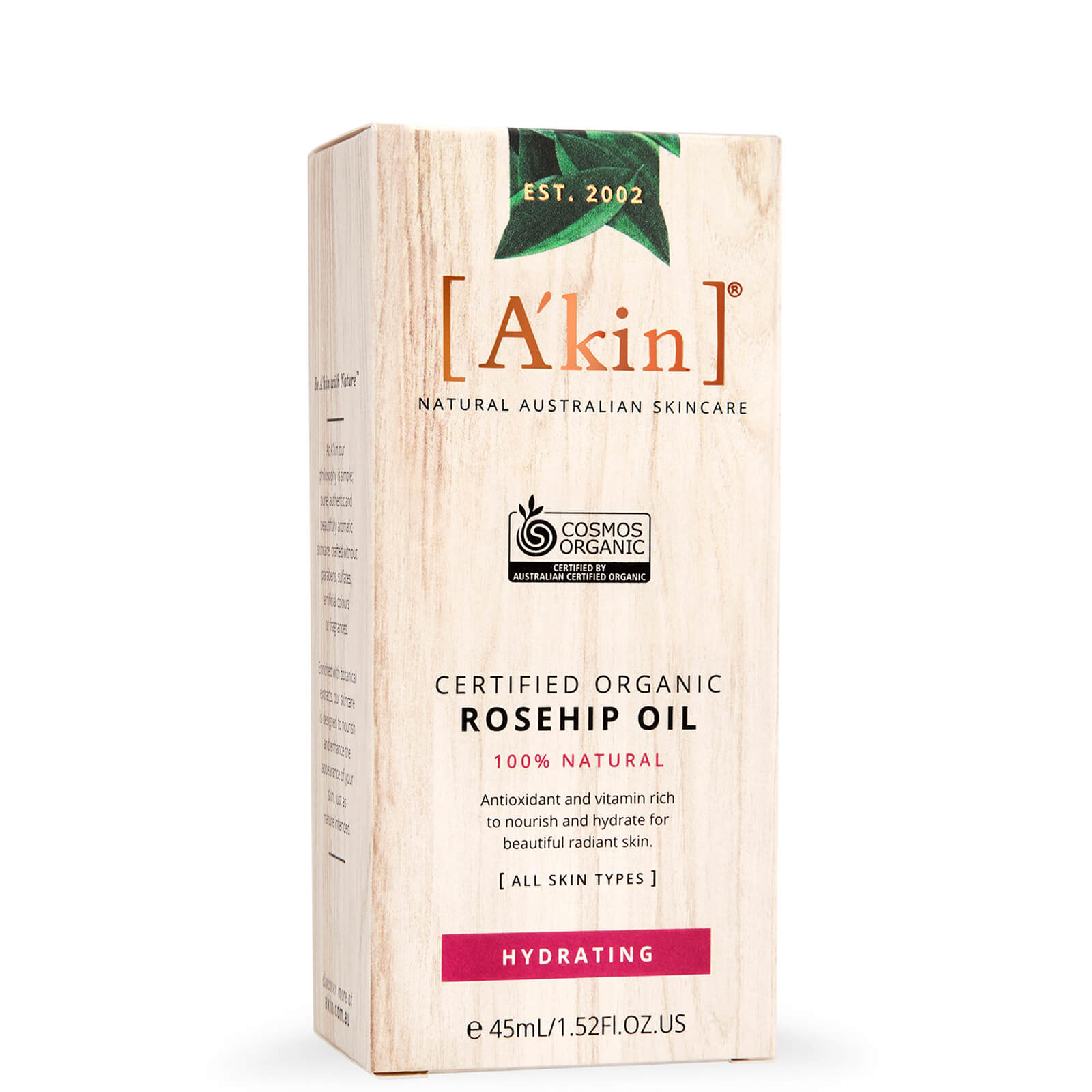 A'kin Certified Organic Rosehip Oil (Hydrating) 45ml
