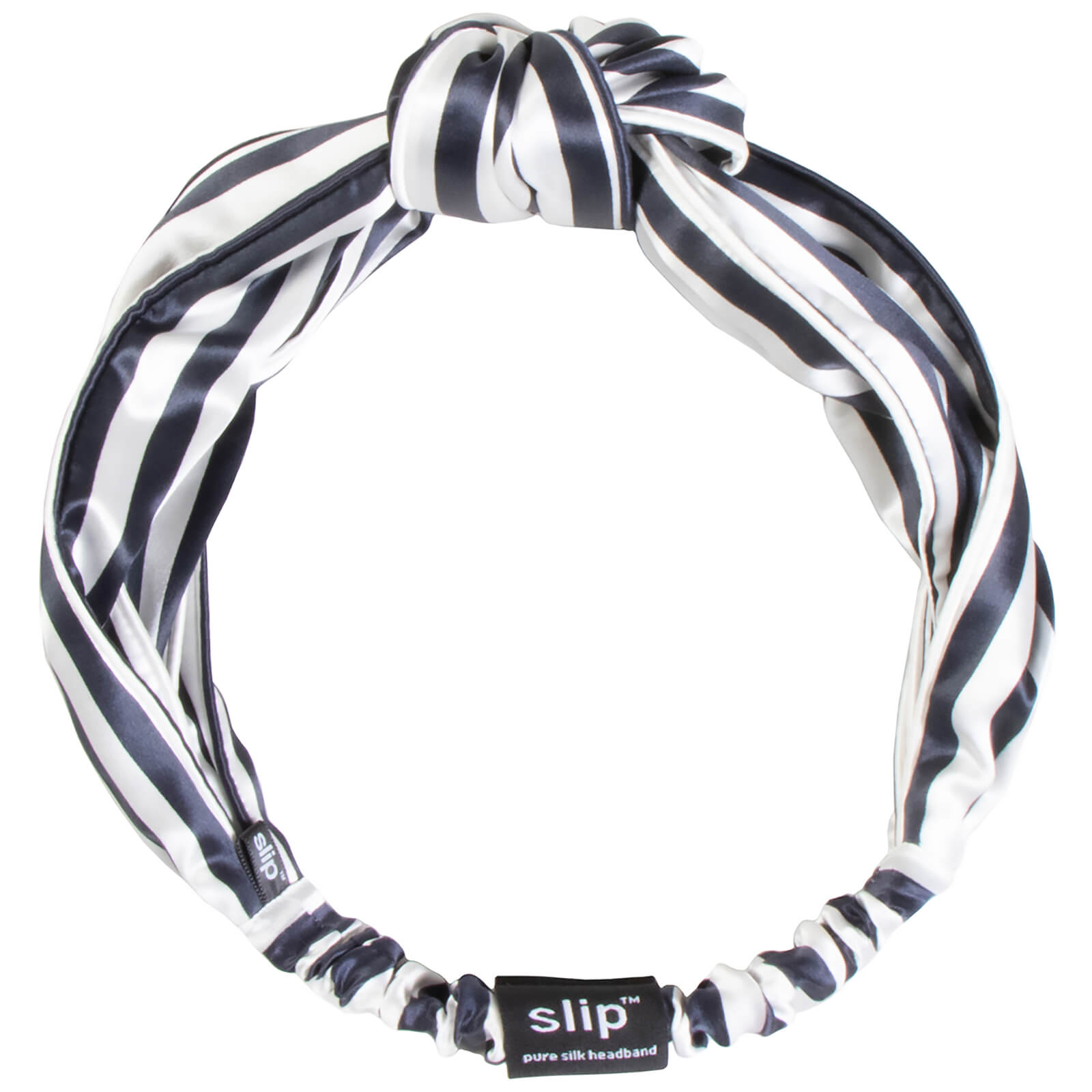 Pure Silk Knot Headband Slip Black White Stripe Slip + Pure Silk Headband main image 2