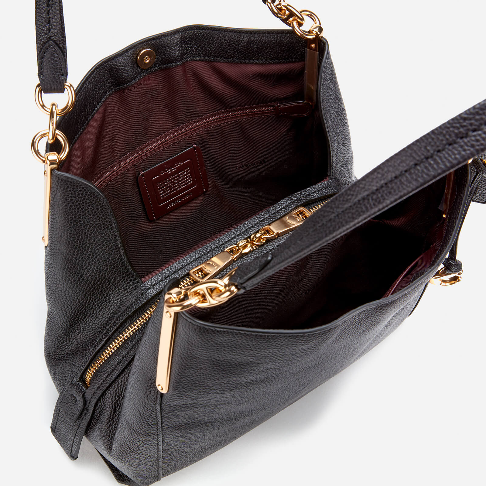 Coach Women s Polished Pebble Leather Dalton 28 Shoulder Bag Black Coggles