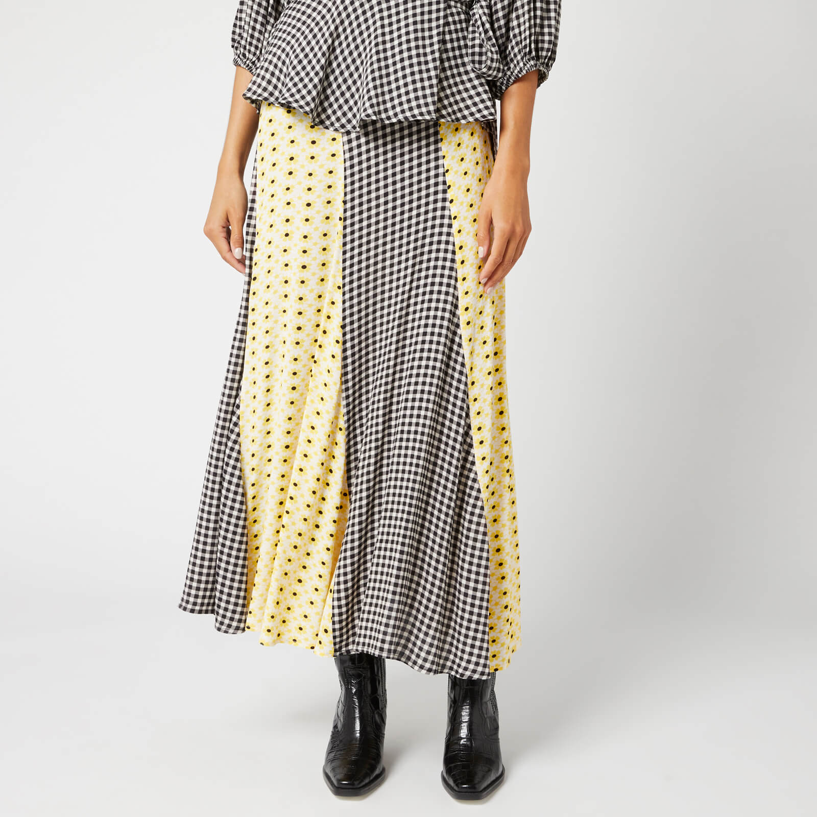Ganni Women's Printed Crepe Skirt - Block Colour - EU 34/UK