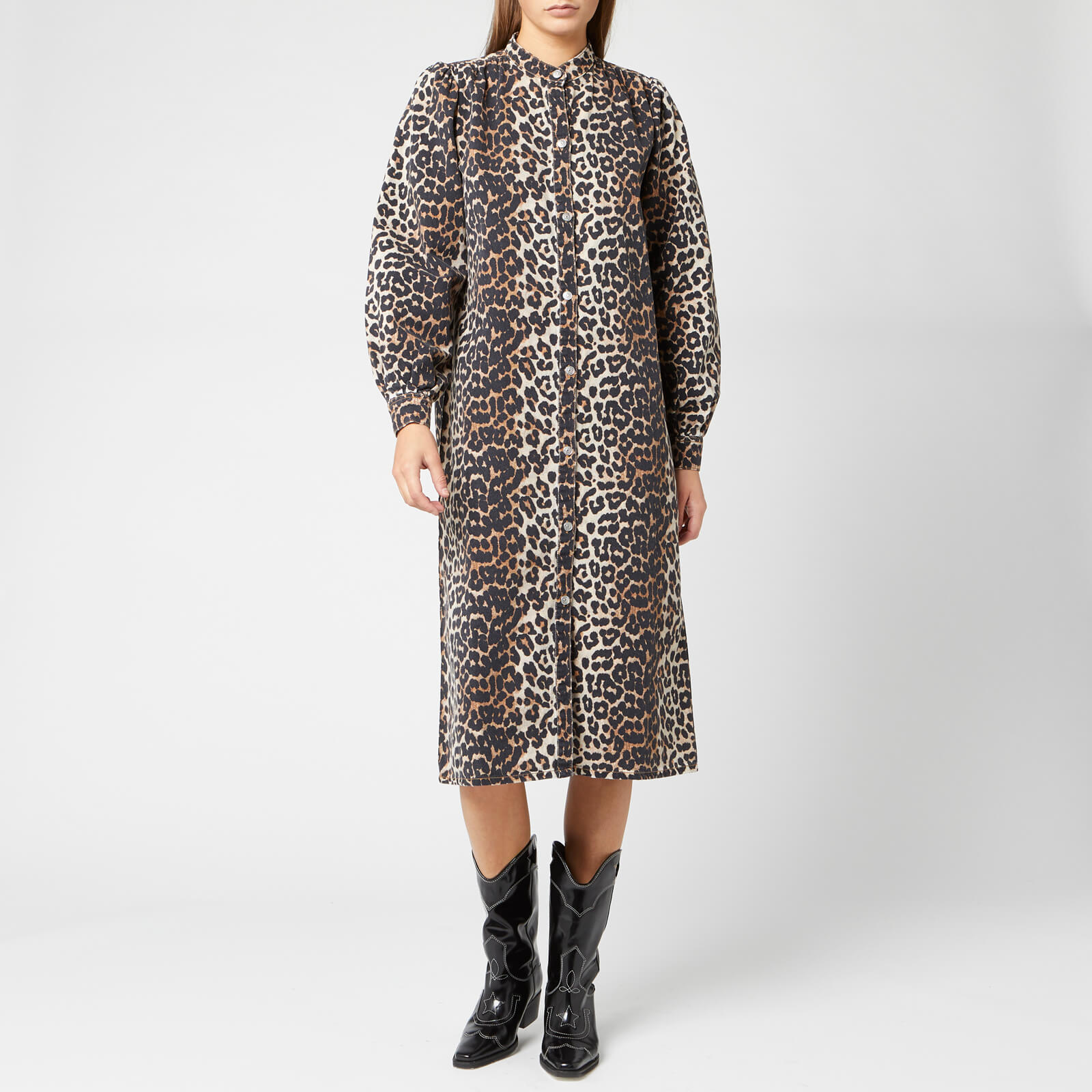 Ganni Women s Printed Shirt Dress Leopard Coggles