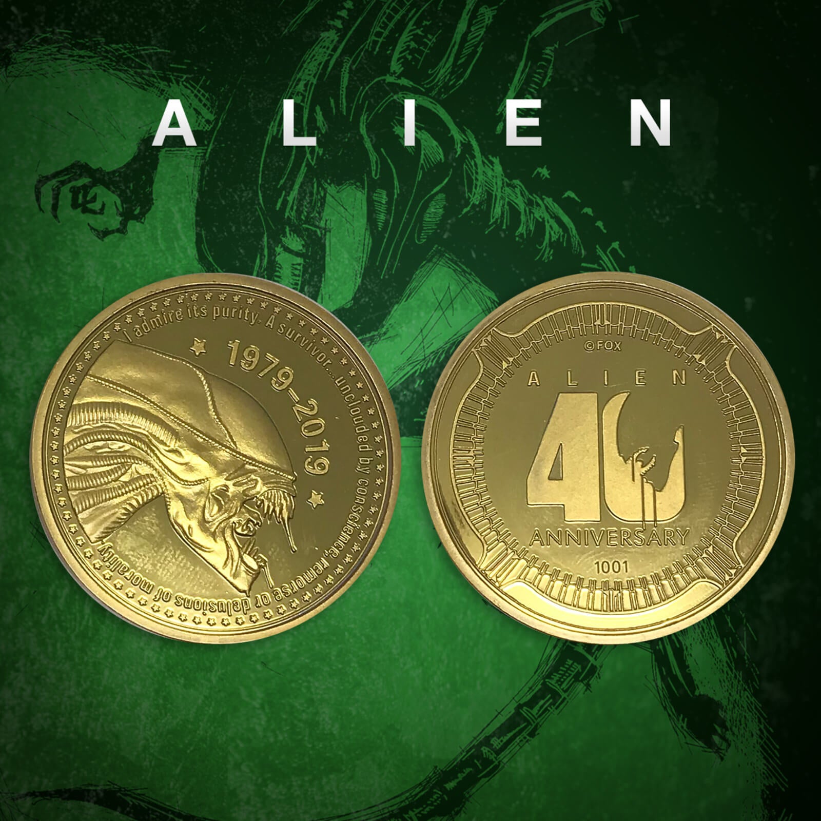 Alien '40th Anniversary' Limited Edition Collector's Coin: Gold Variant ...