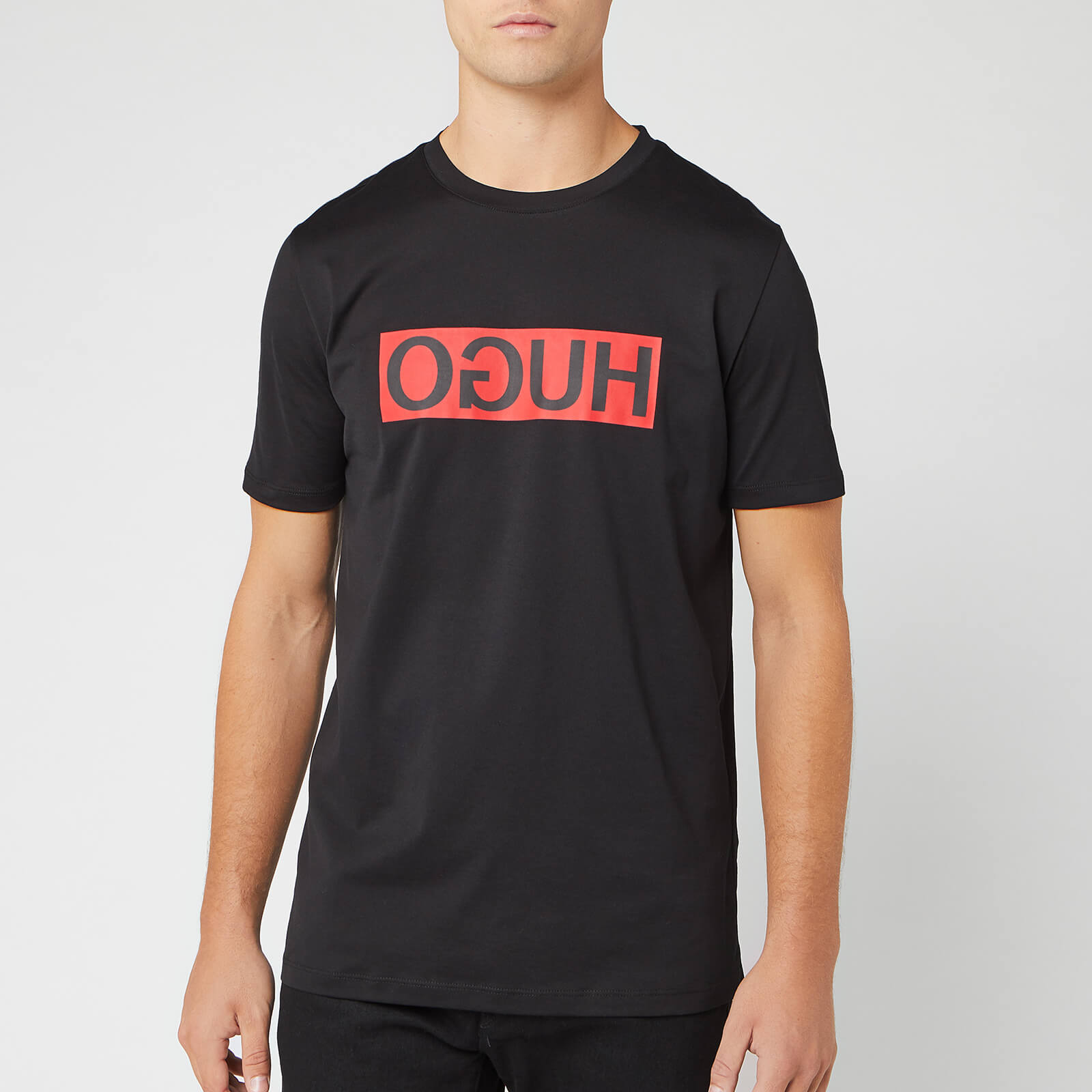 HUGO Men s Dicagolino Reverse Logo T Shirt Black Coggles