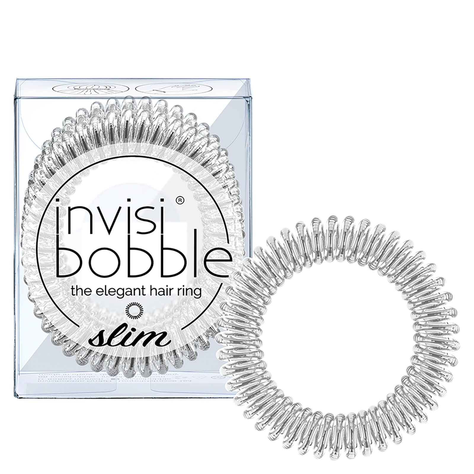 cult invisibobble Slim Elegant Hair Ties - Chrome (Pack of 3)