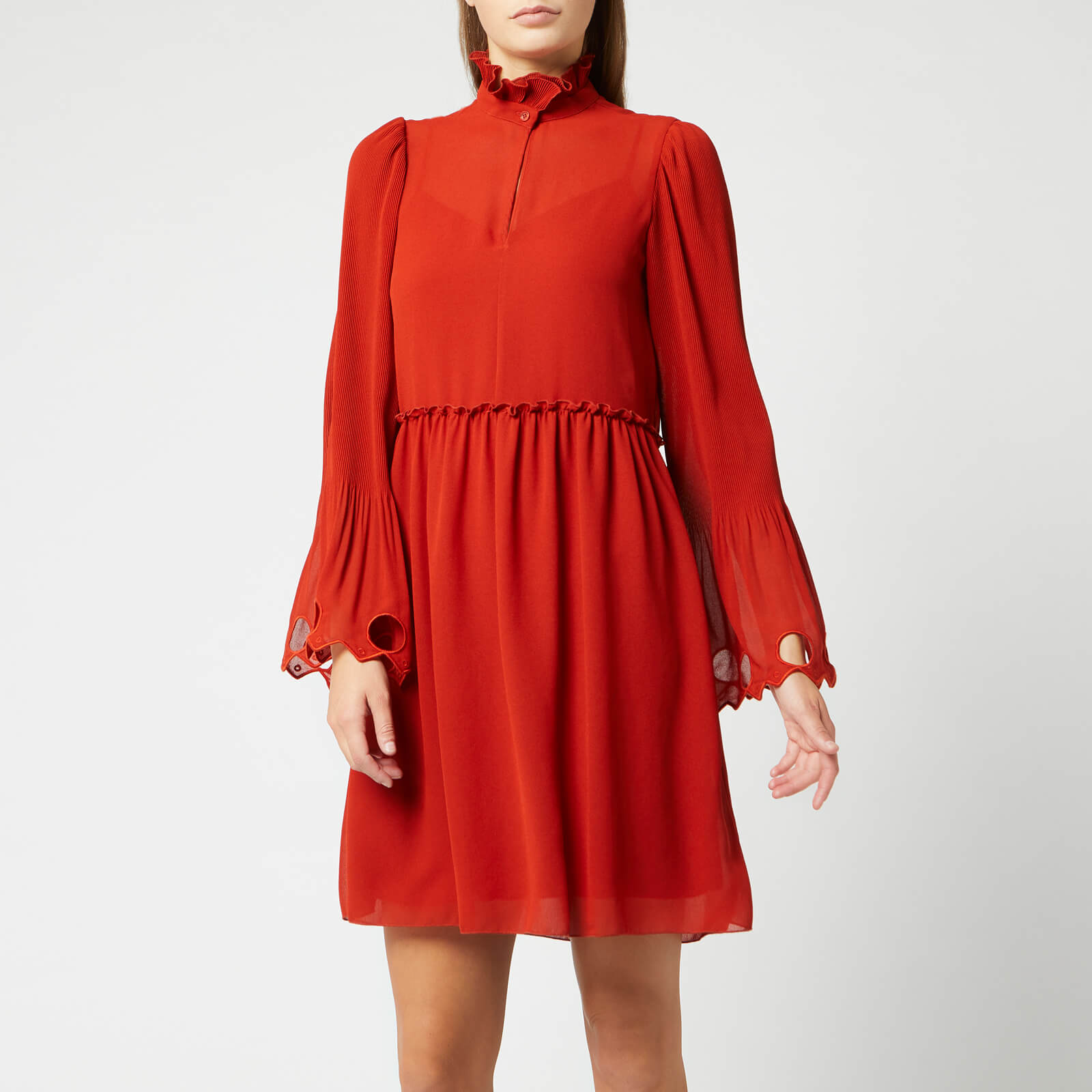 See By Chloe Women s Frill Detail Dress Earthy Red Coggles