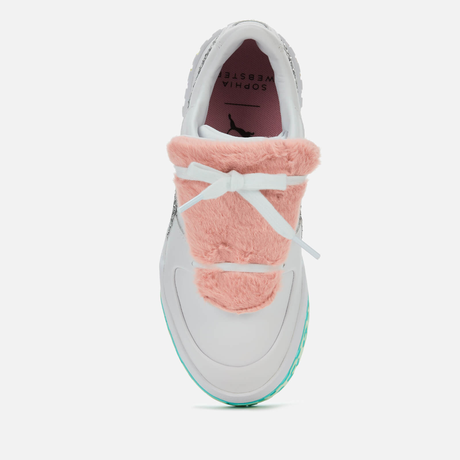 Puma X Sophia Webster Women s Cali Fur Trainers Puma White Metallic Silver Coggles