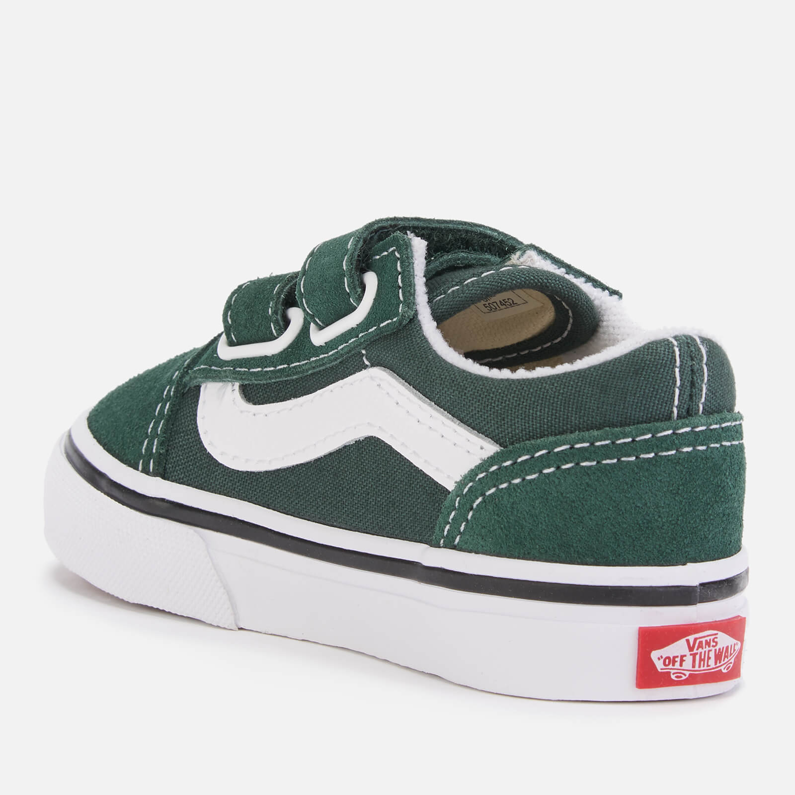 Vans Toddlers Old Skool Velcro Trainers Trekking Green True White Allsole