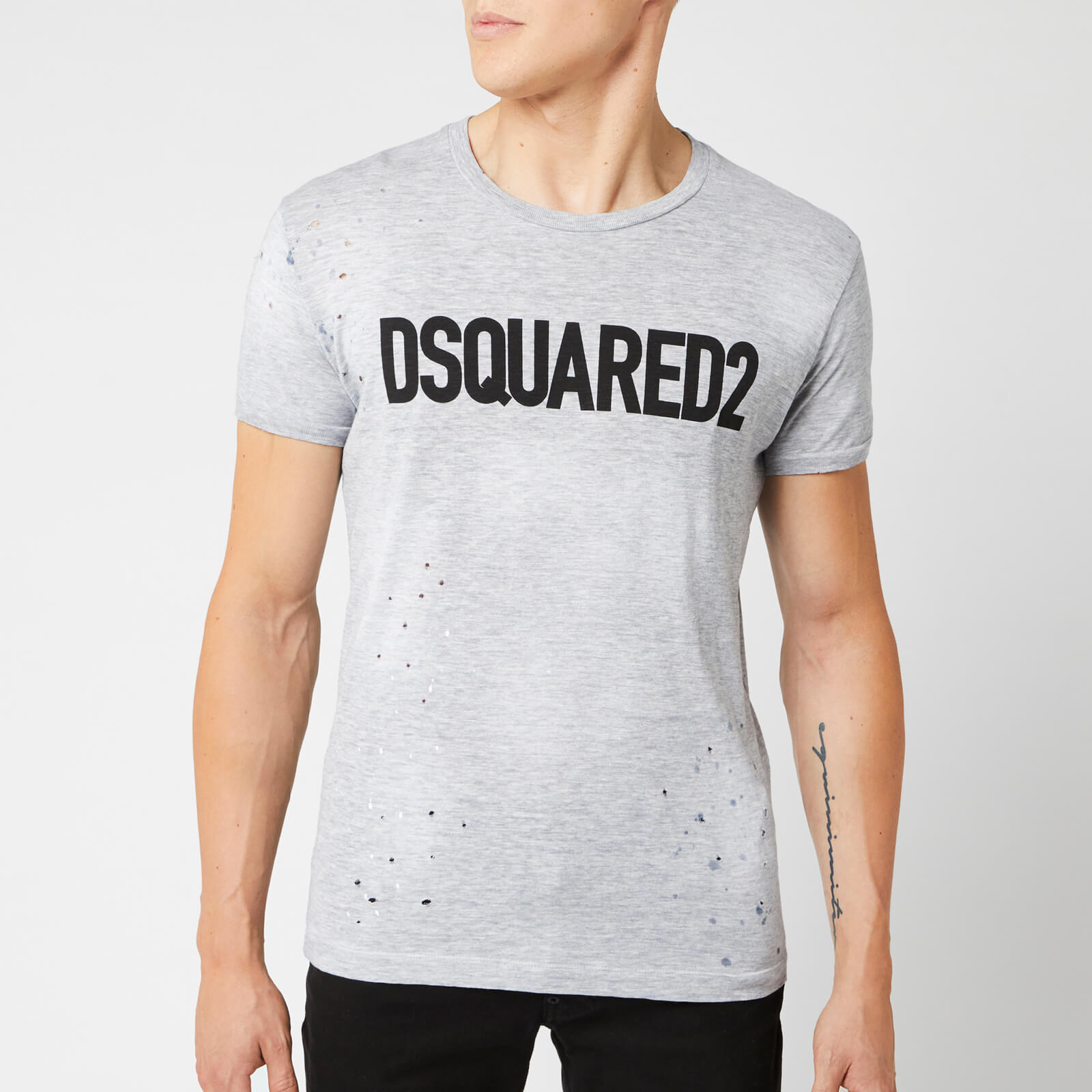 Dsquared2 Men's Logo Paint Splash T-Shirt - Grey Melange