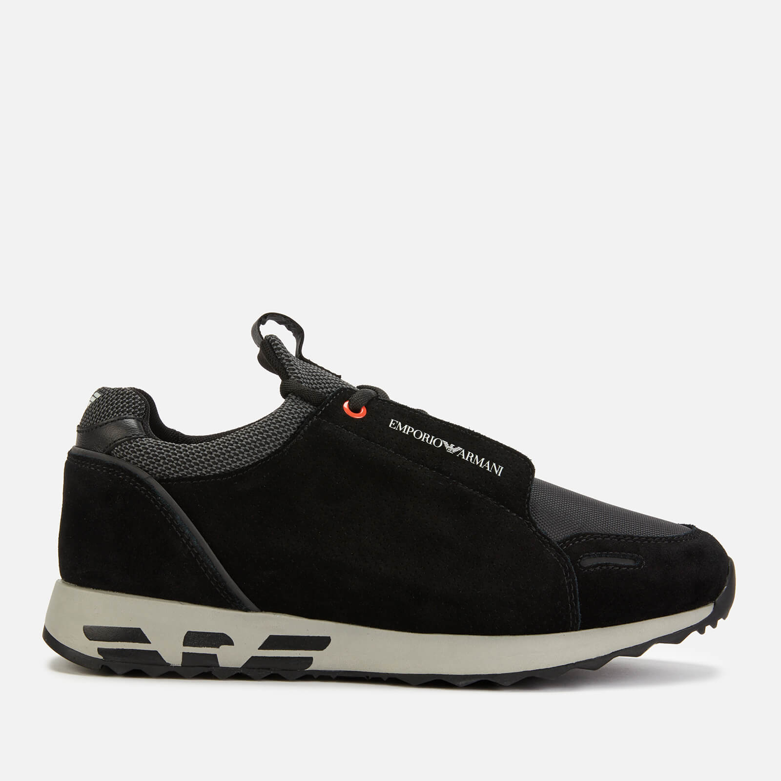 Emporio Armani Men s Arco Suede Cord Running Style Trainers Black Black Black Allsole