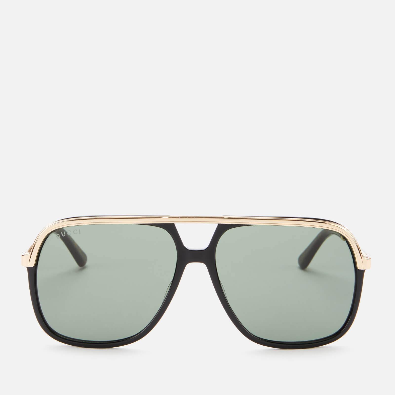 Gucci Men s Aviator Style Sunglasses Black Gold Green Coggles