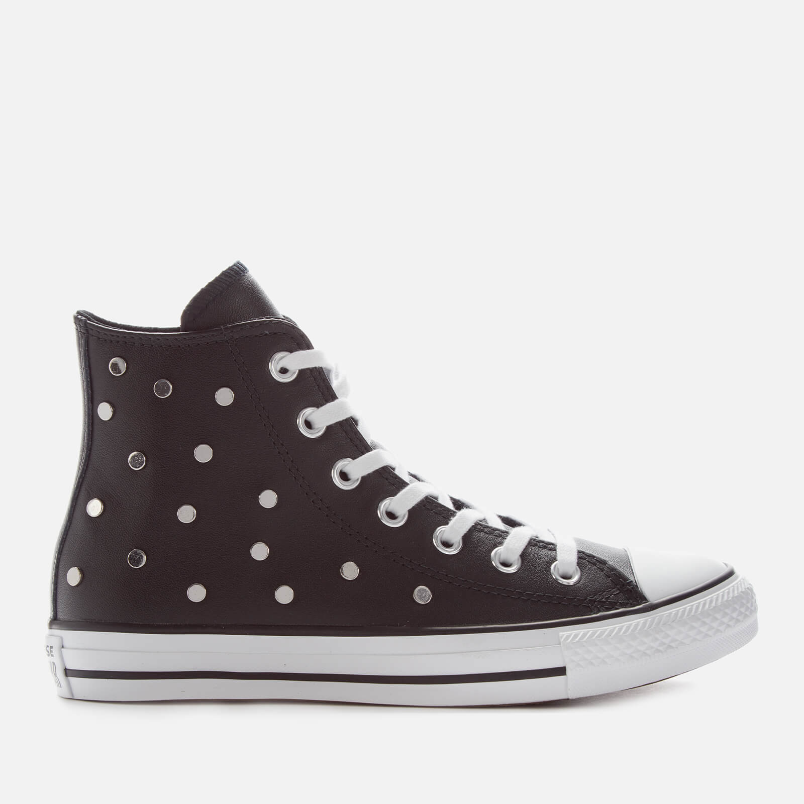 Black studded top high top converse