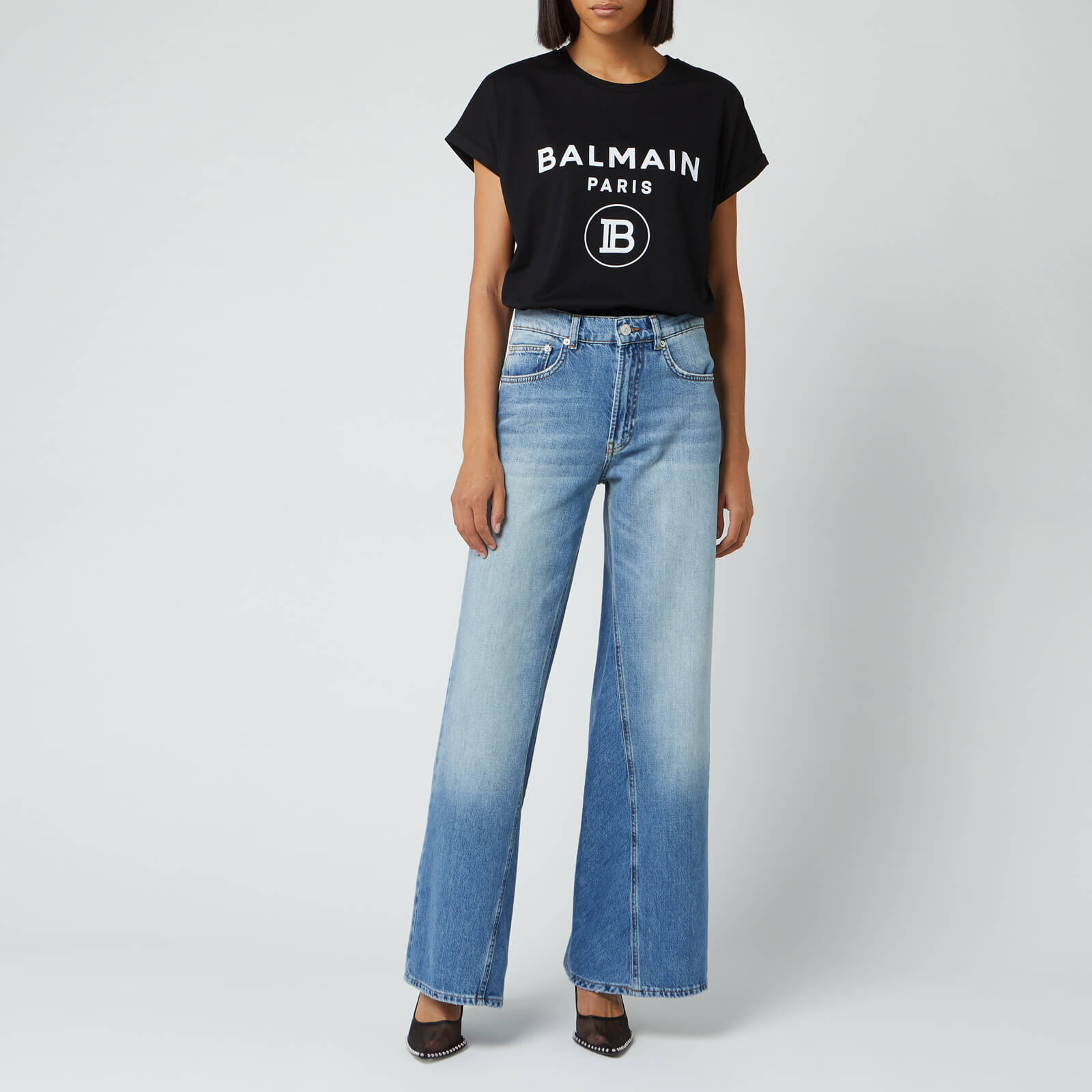 Balmain Women's Flocked Logo T-Shirt - Black | Coggles Balmain Women's Flocked Logo T-Shirt - Black | Coggles