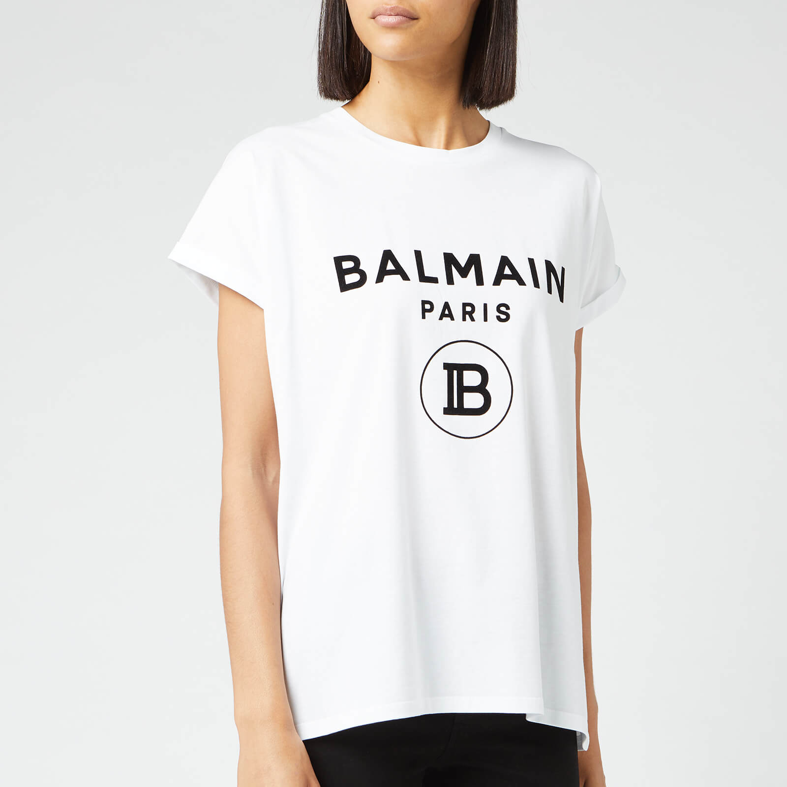 Balmain Women's Flocked Logo T-Shirt - White | Coggles