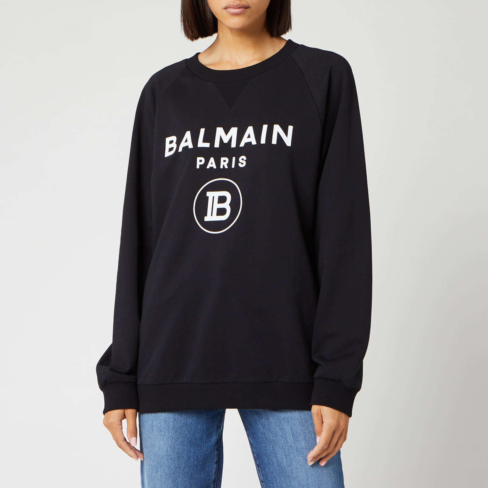 Balmain Women's Flocked Logo Sweatshirt - Black - FR 34/UK 6