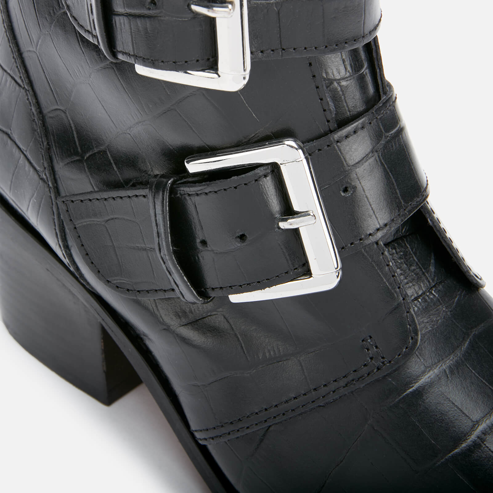 Kurt geiger denny black croc effect cheap black ankle boots with buckle detail