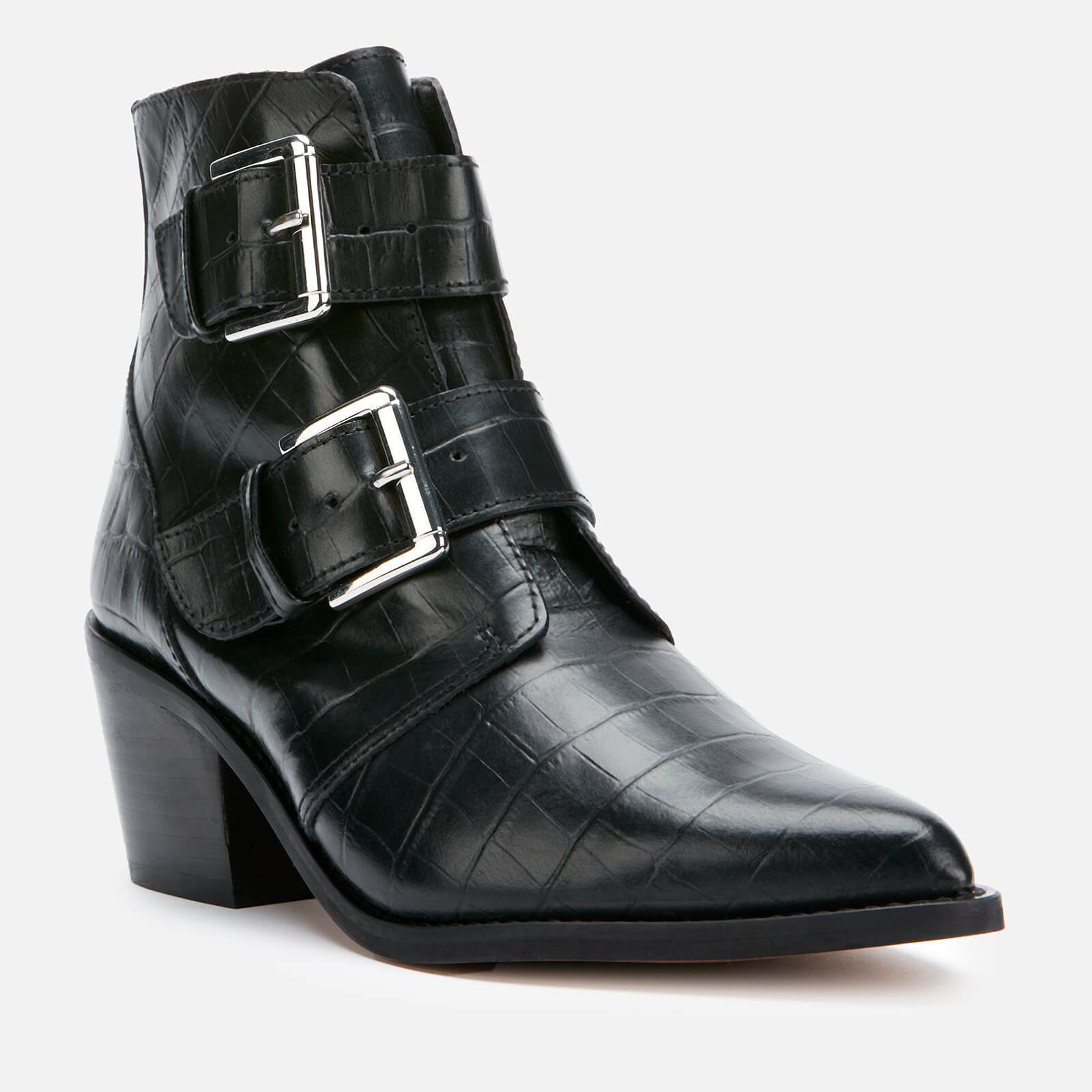 Kurt Geiger London Women s Denny Printed Leather Heeled Ankle Boots Black Allsole