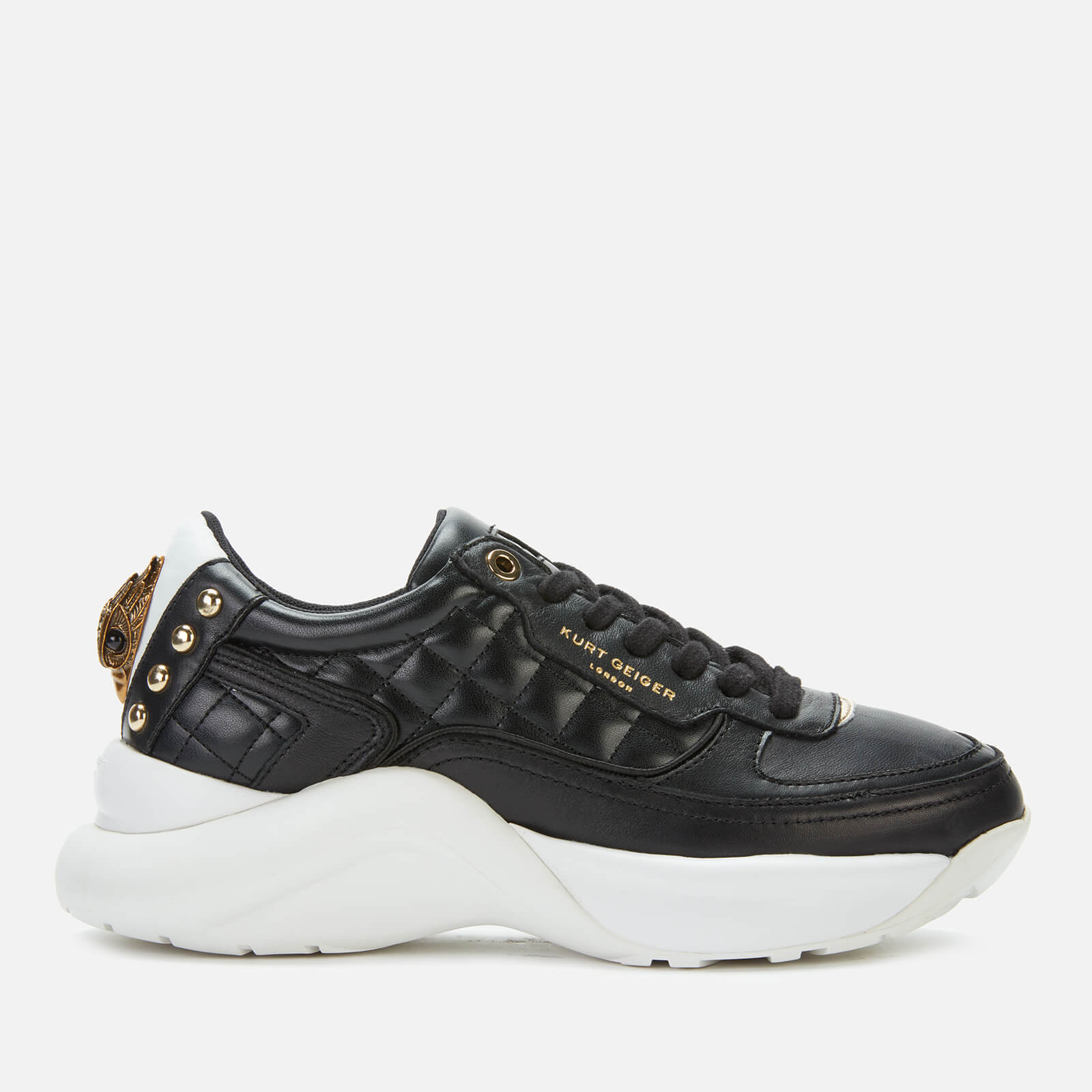 Kurt Geiger London Women s Lunar Eagle Leather Chunky Running Style Trainers Black Allsole
