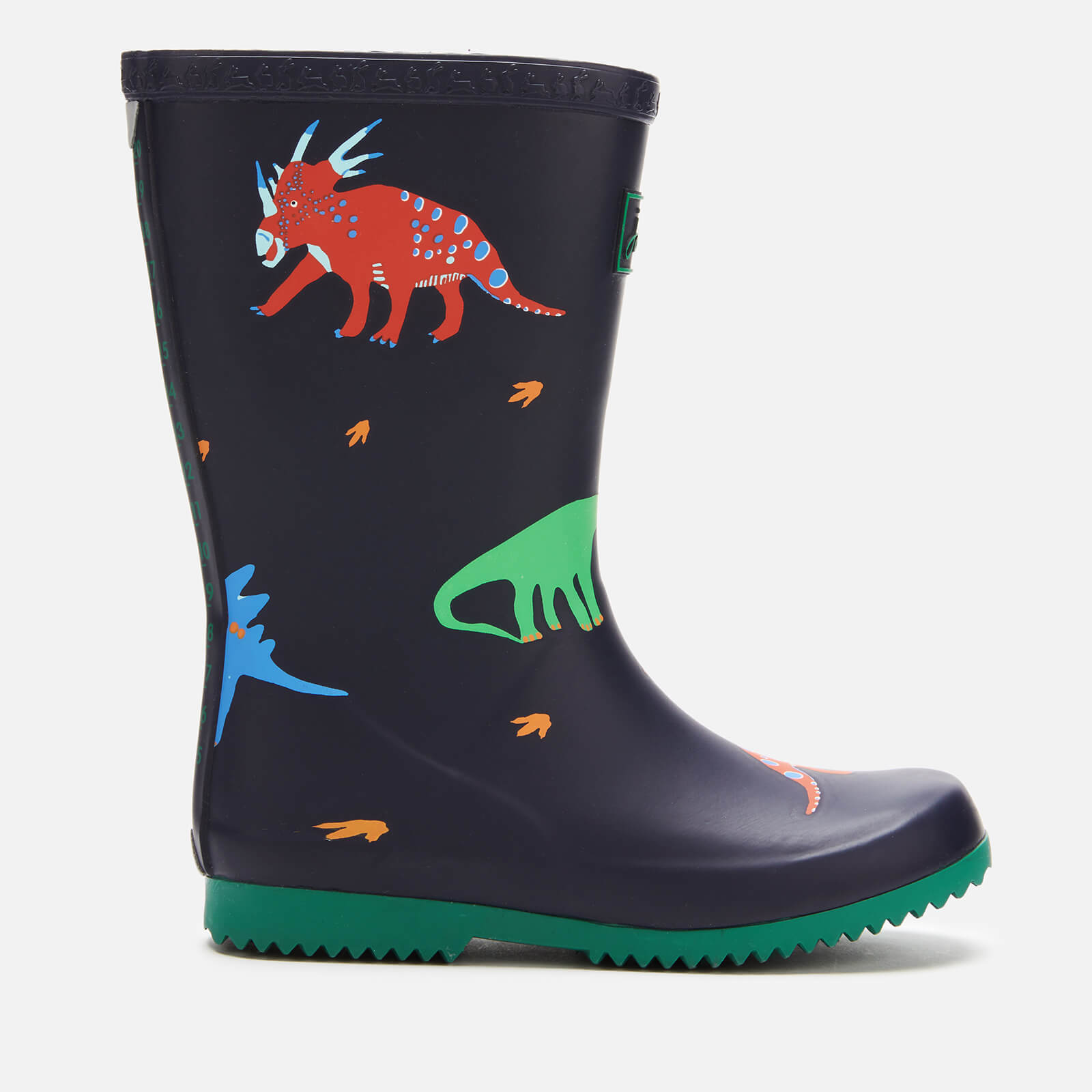 Joules Kids Printed Roll up Packable Wellies Dark Blue Dinos