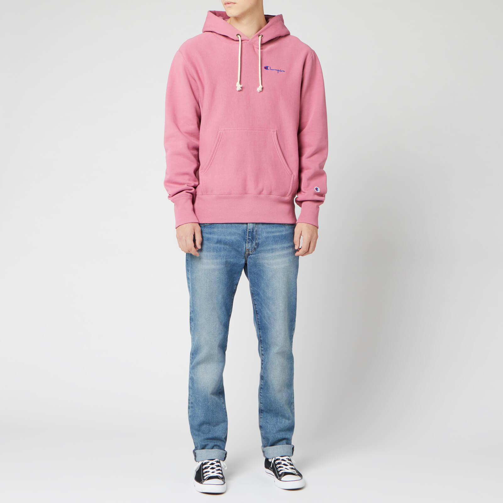 Champion Men s Small Script Hooded Sweatshirt Pink Coggles