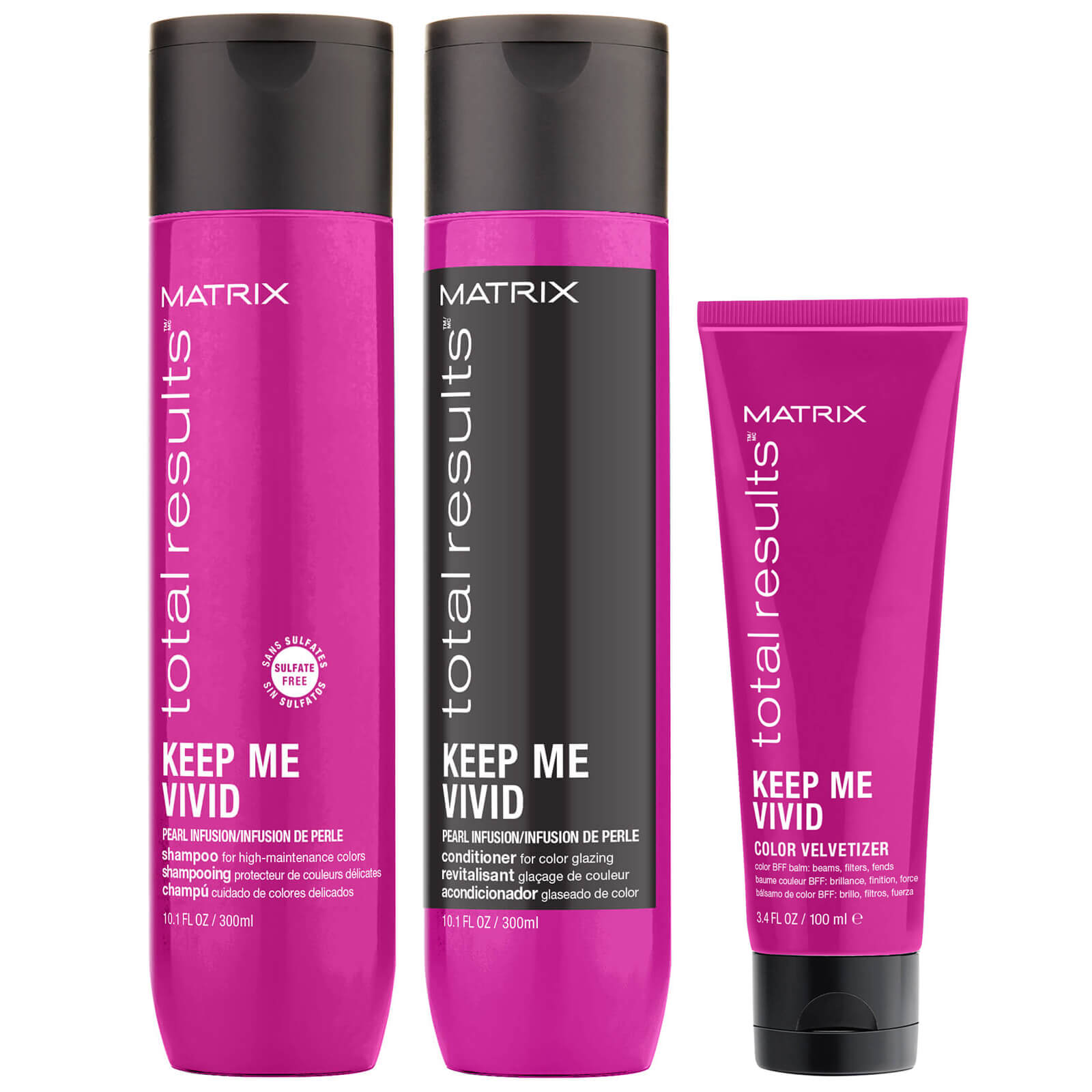 Matrix Keep Me Vivid Colour Protecting Shampoo, Conditioner and Leave-in Treatment Routine for High Maintenance Coloured Hair