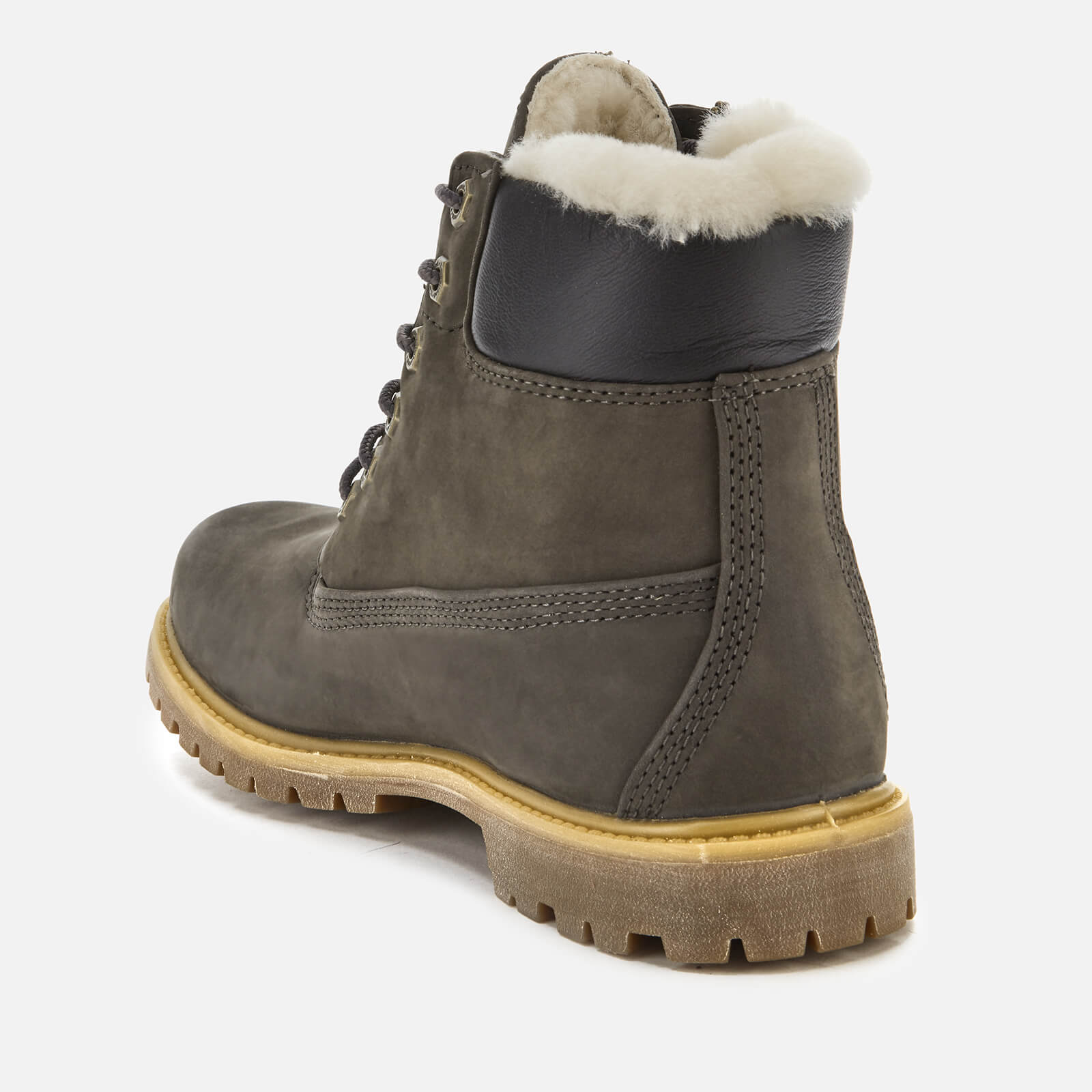Timberland Women s 6 Inch Premium Shearling Boots Dark Grey Nubuck Allsole