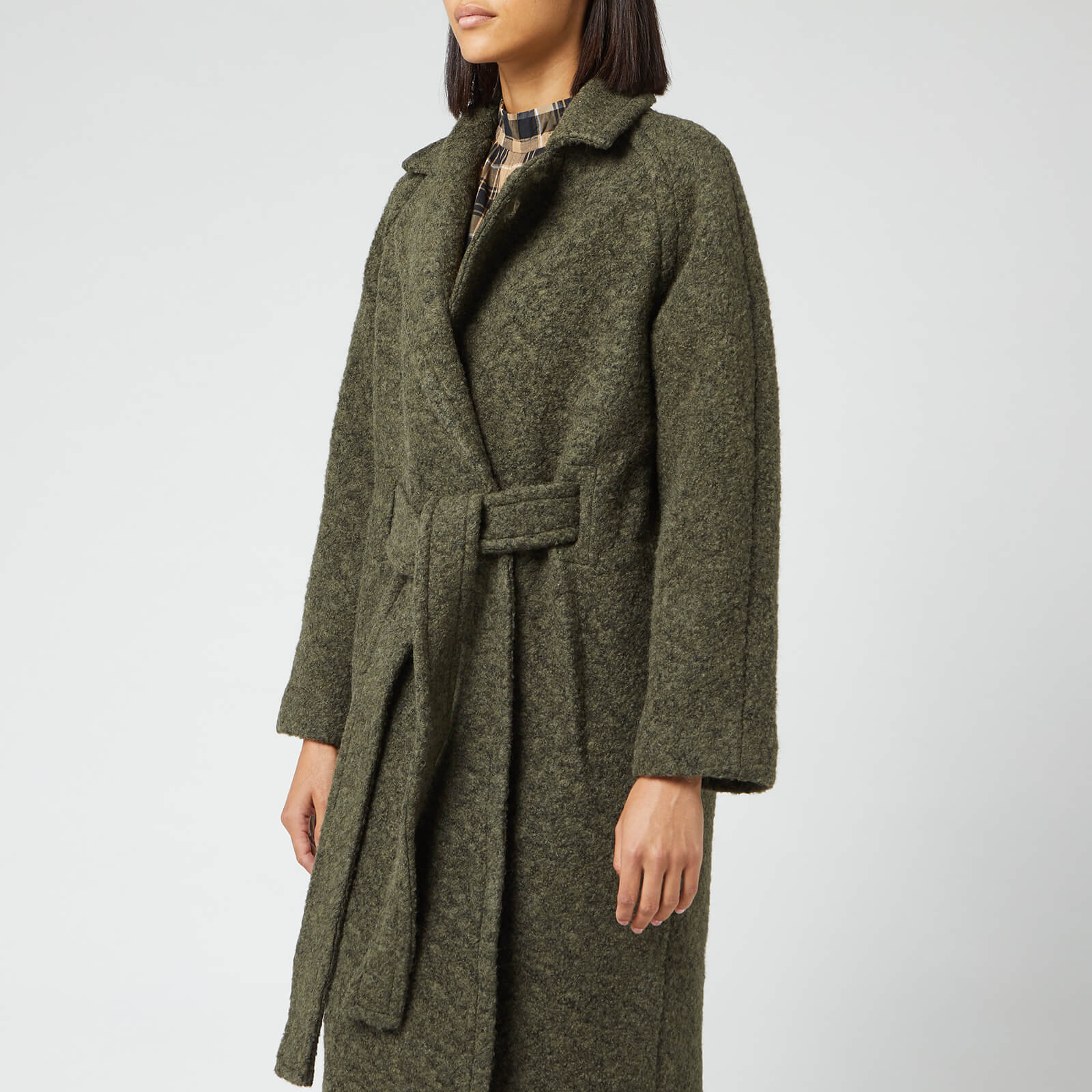 Ganni Women s Boucle Wool Belted Coat Kalamata Coggles