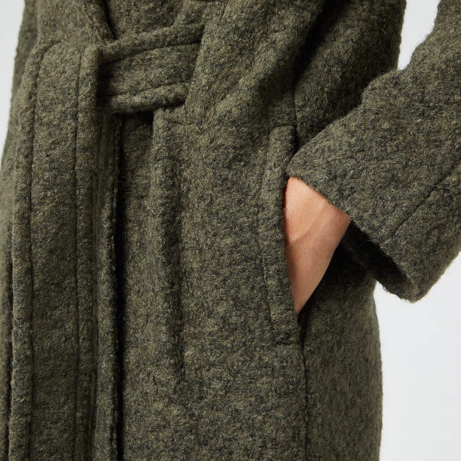 Ganni Women s Boucle Wool Belted Coat Kalamata Coggles