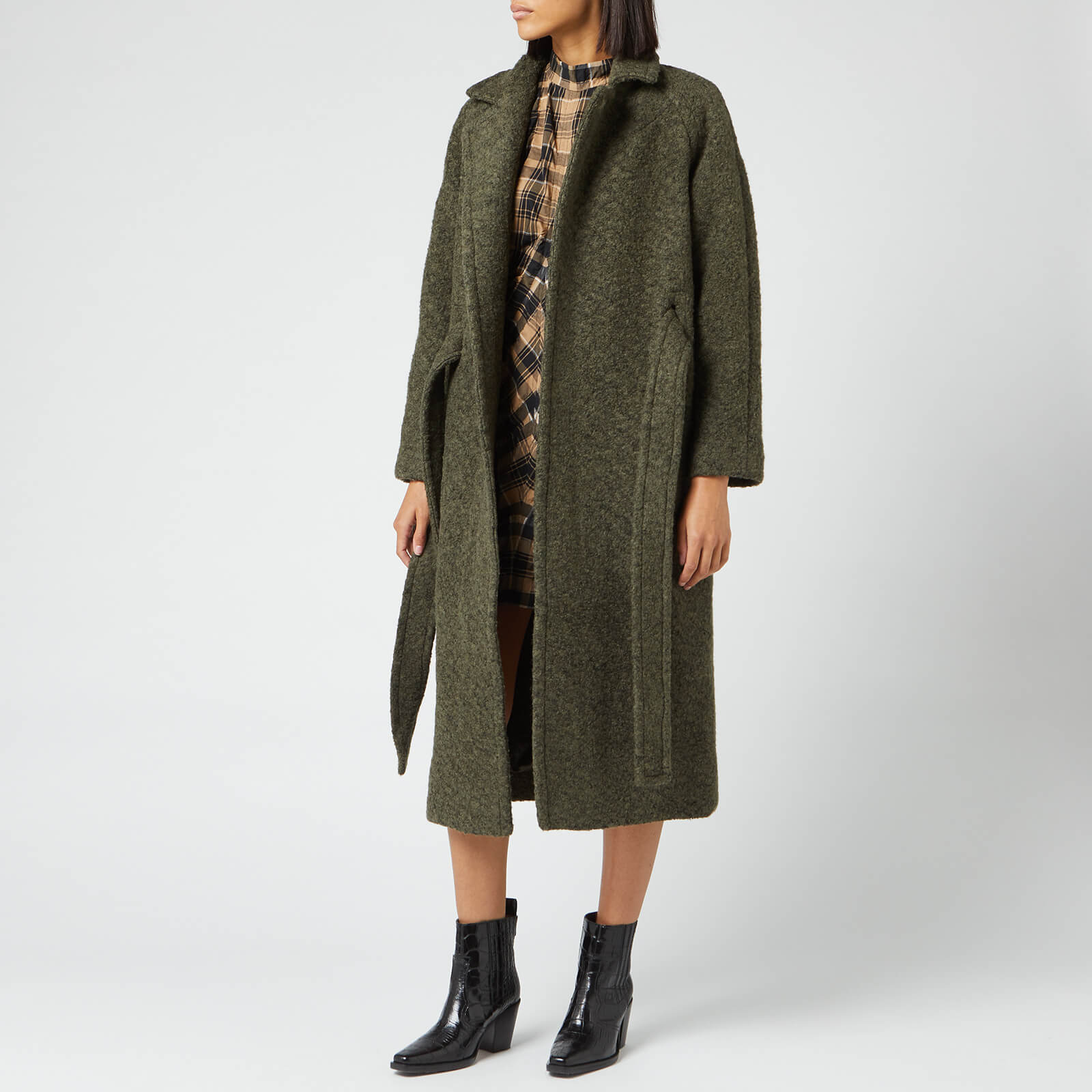 Ganni Women s Boucle Wool Belted Coat Kalamata Coggles