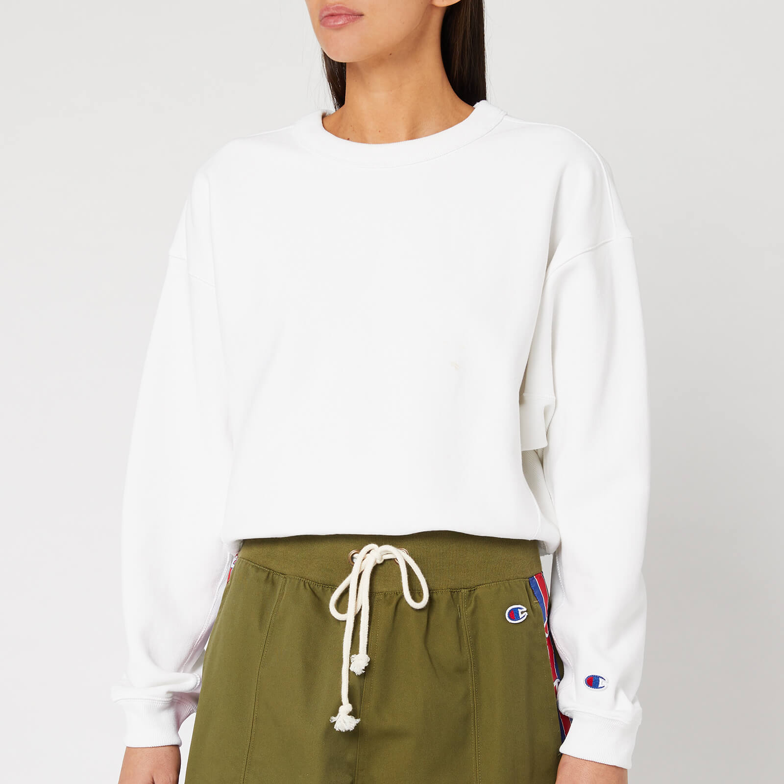 Women's champion white crew neck sweatshirt on sale