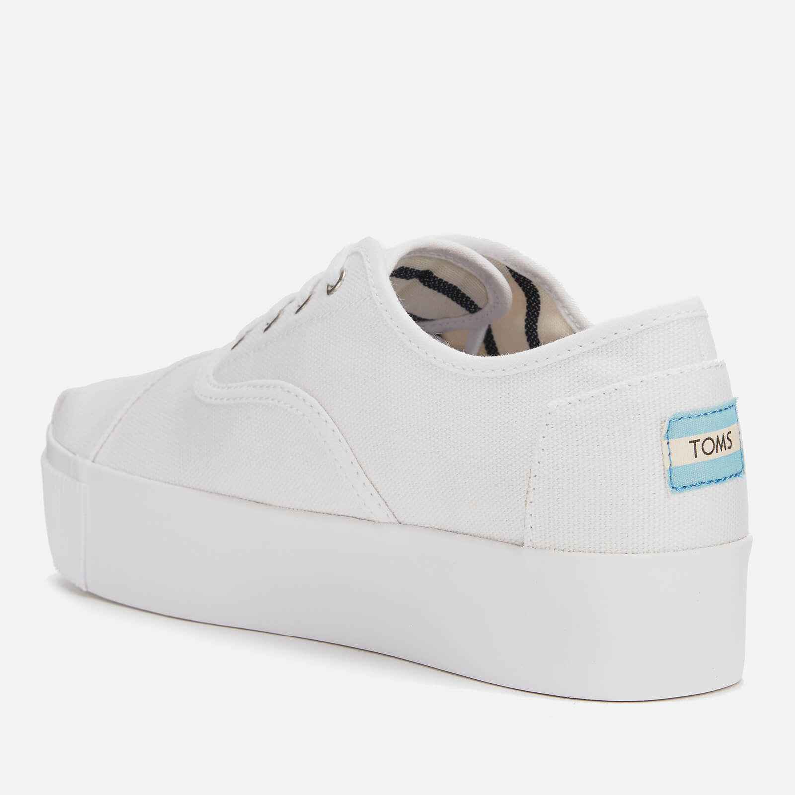 TOMS Women s Cordones Boardwalk Flatform Trainers White Allsole