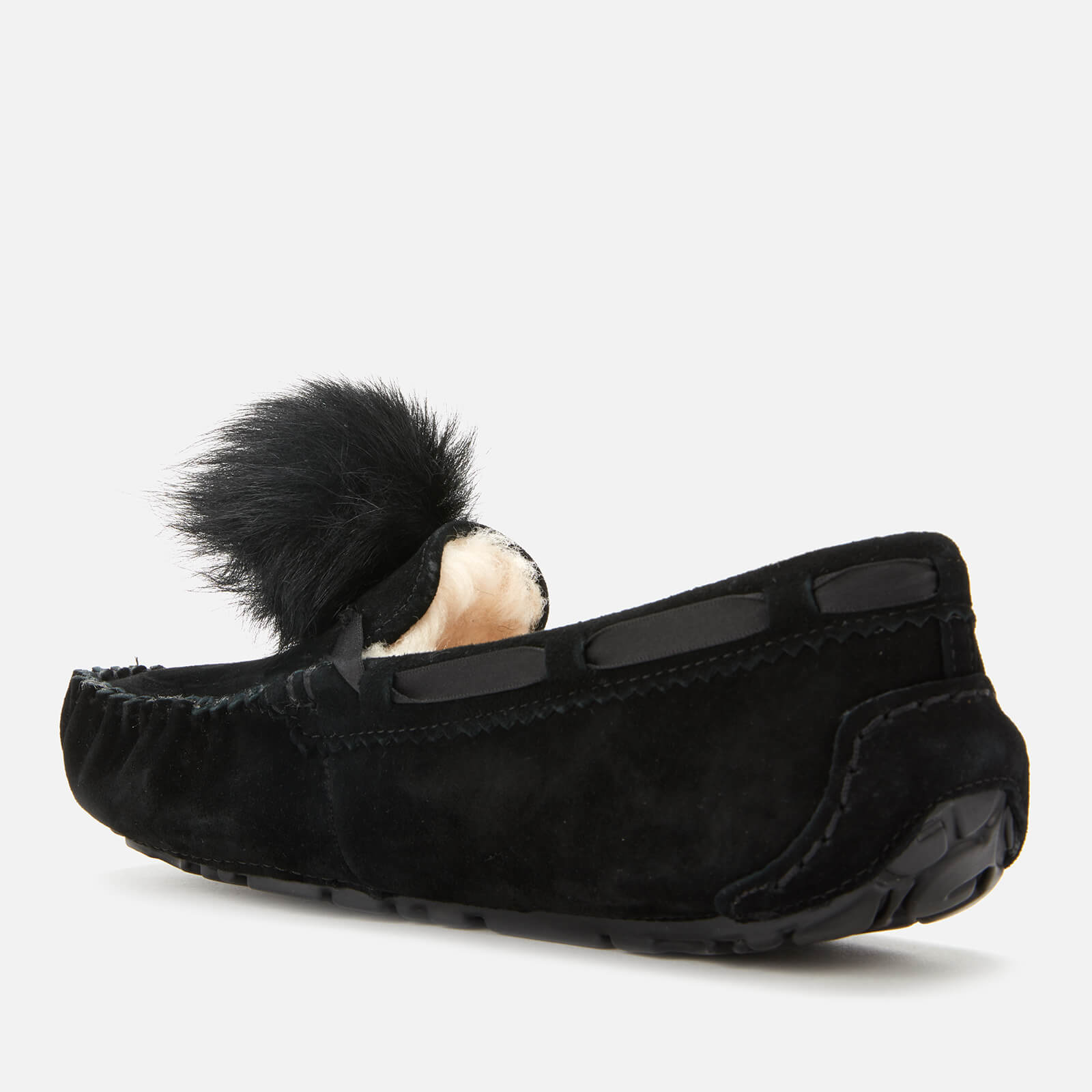 UGG Women s Dakota Pom Pom Moccasin Slippers Black UK 3 Allsole