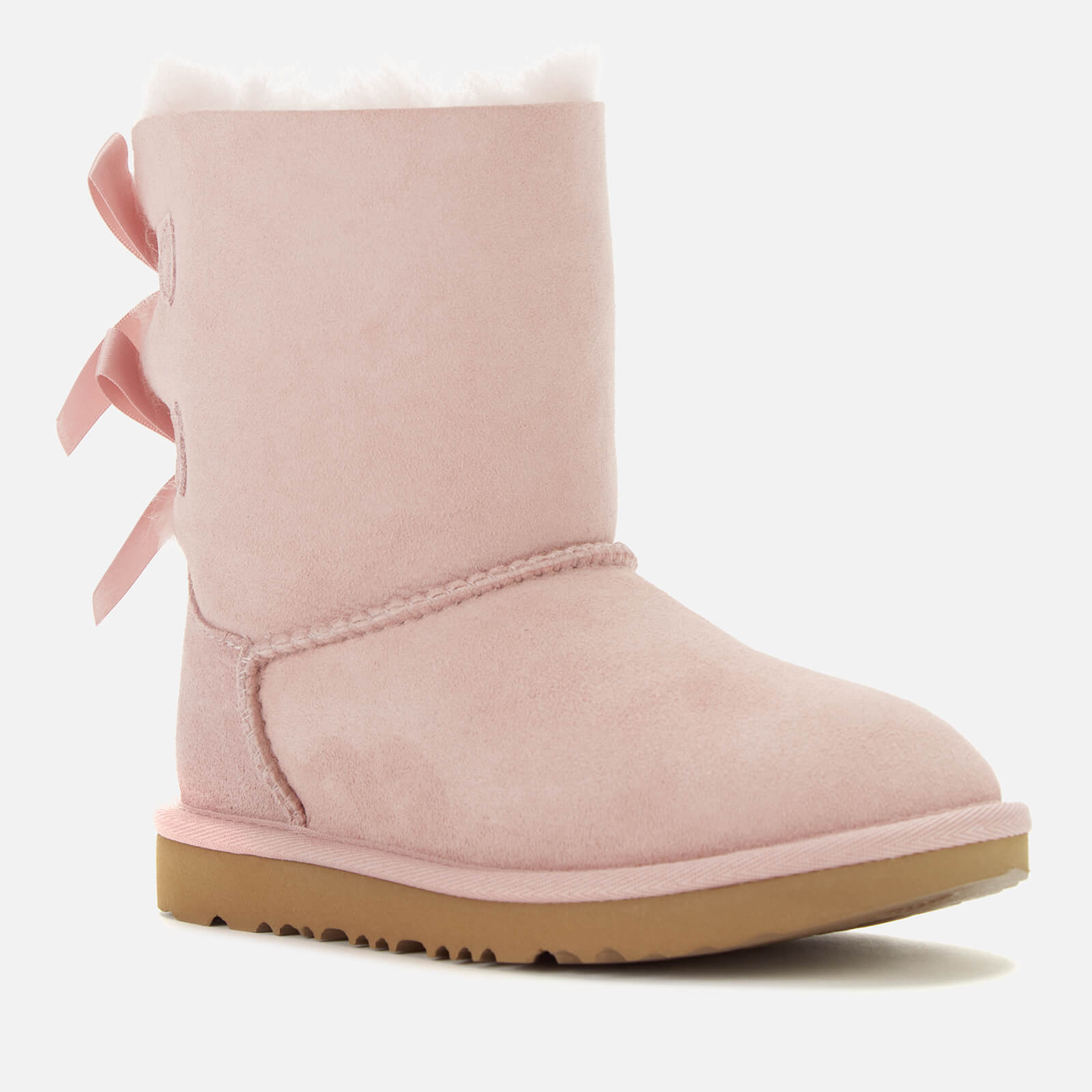 UGG Kids Bailey Bow II Lace Back Sheepskin Boots Pink Crystal