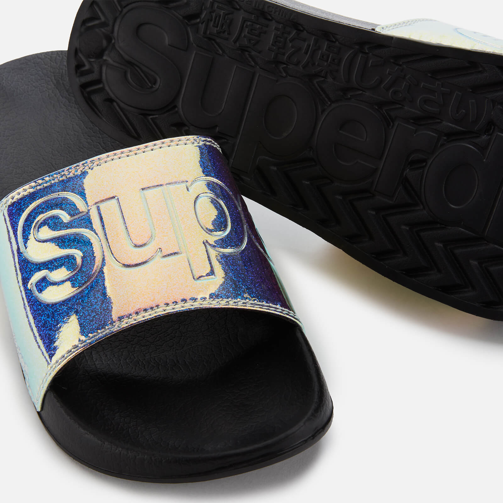 Superdry glitter pool sliders on sale