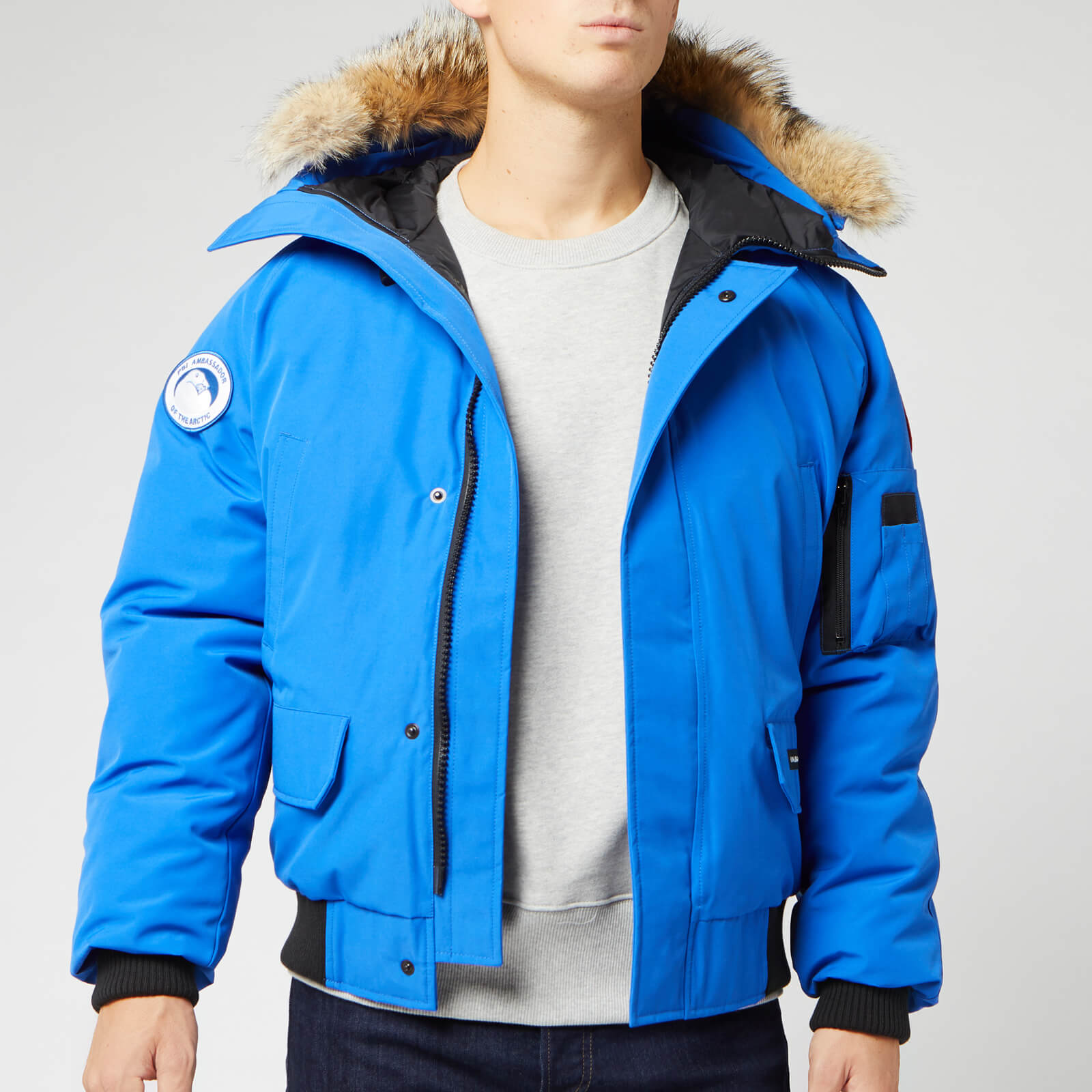 Blue canada goose bomber jacket clearance