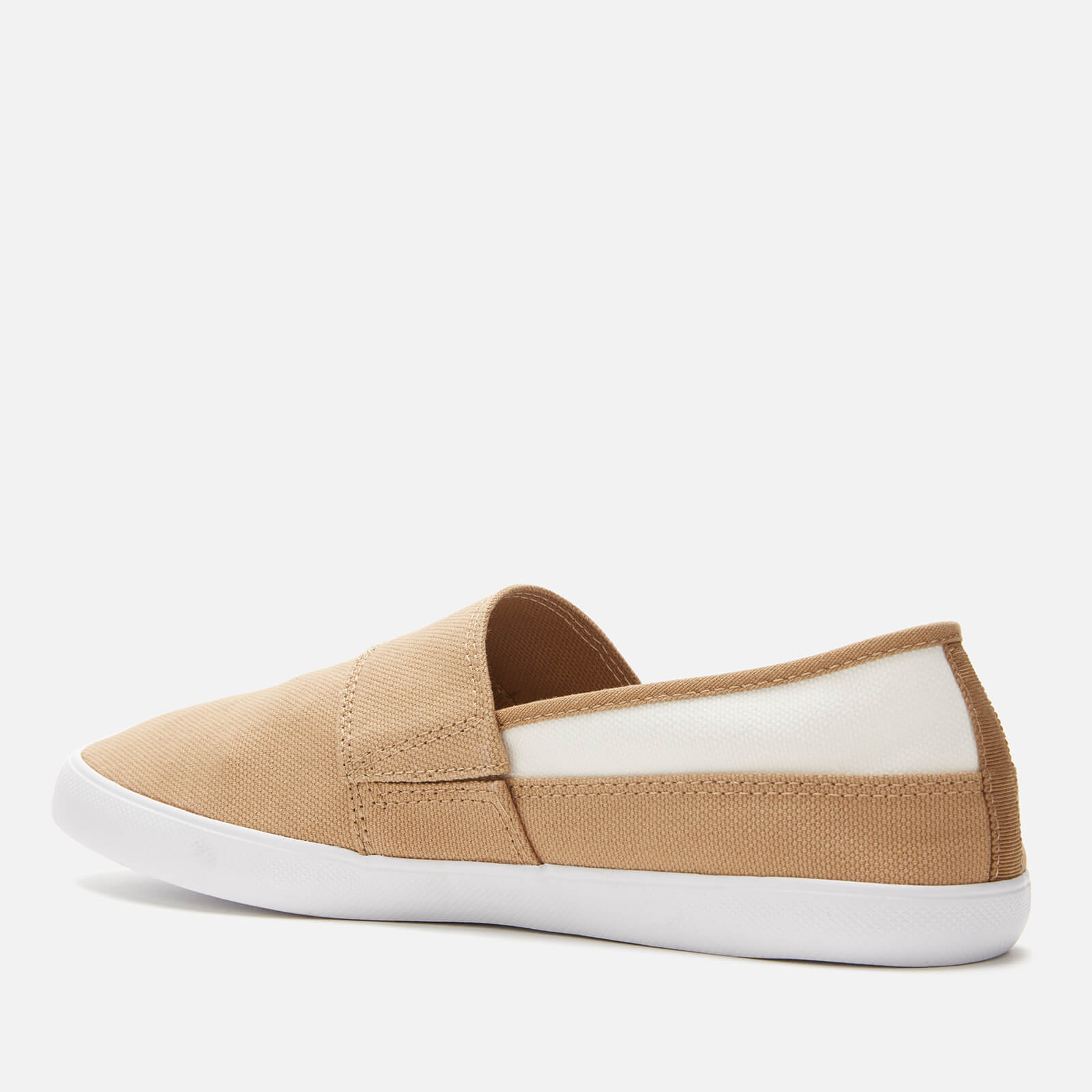 Lacoste Men s Marice Canvas Slip On Trainers Light Tan White Allsole